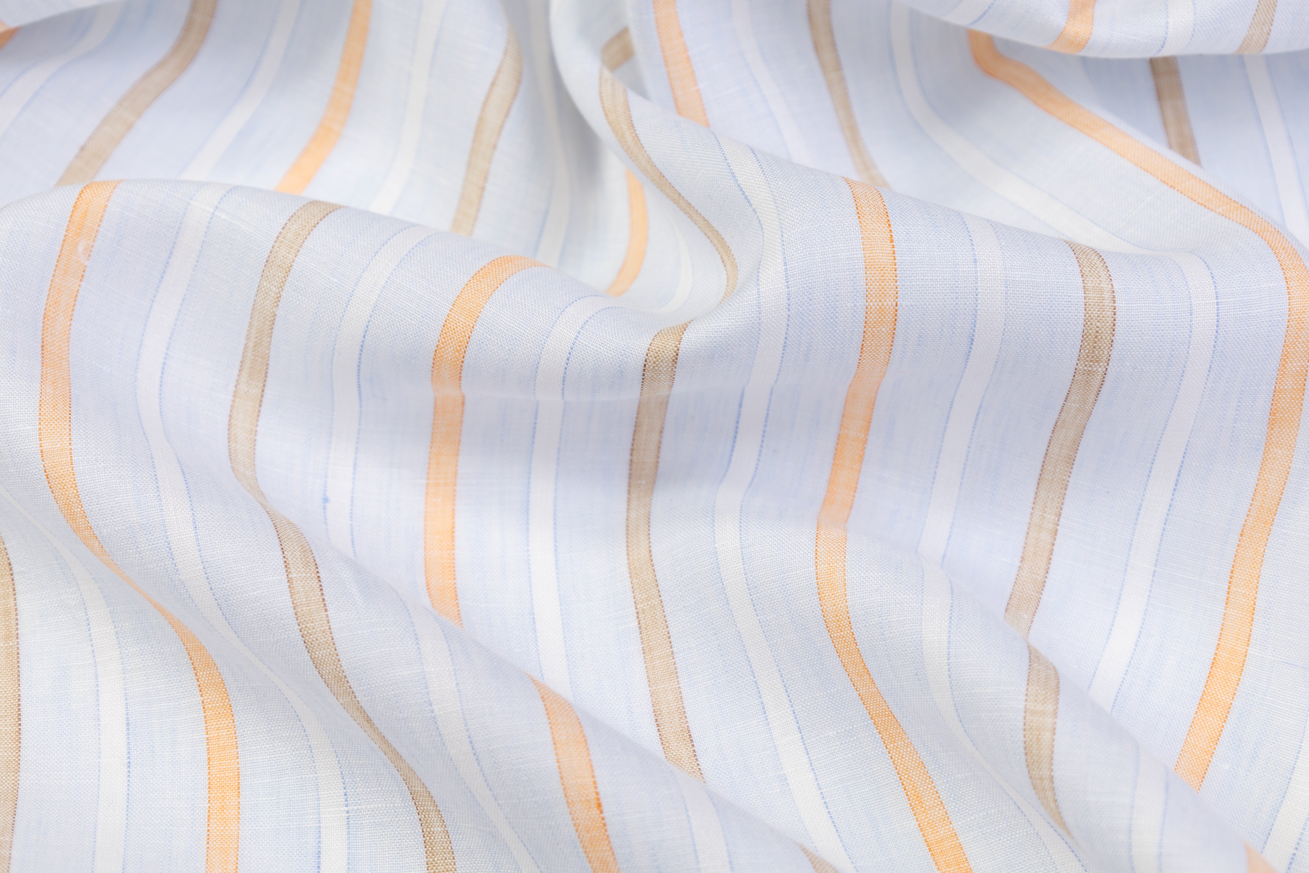 Striped Italian Linen - Blue / Orange