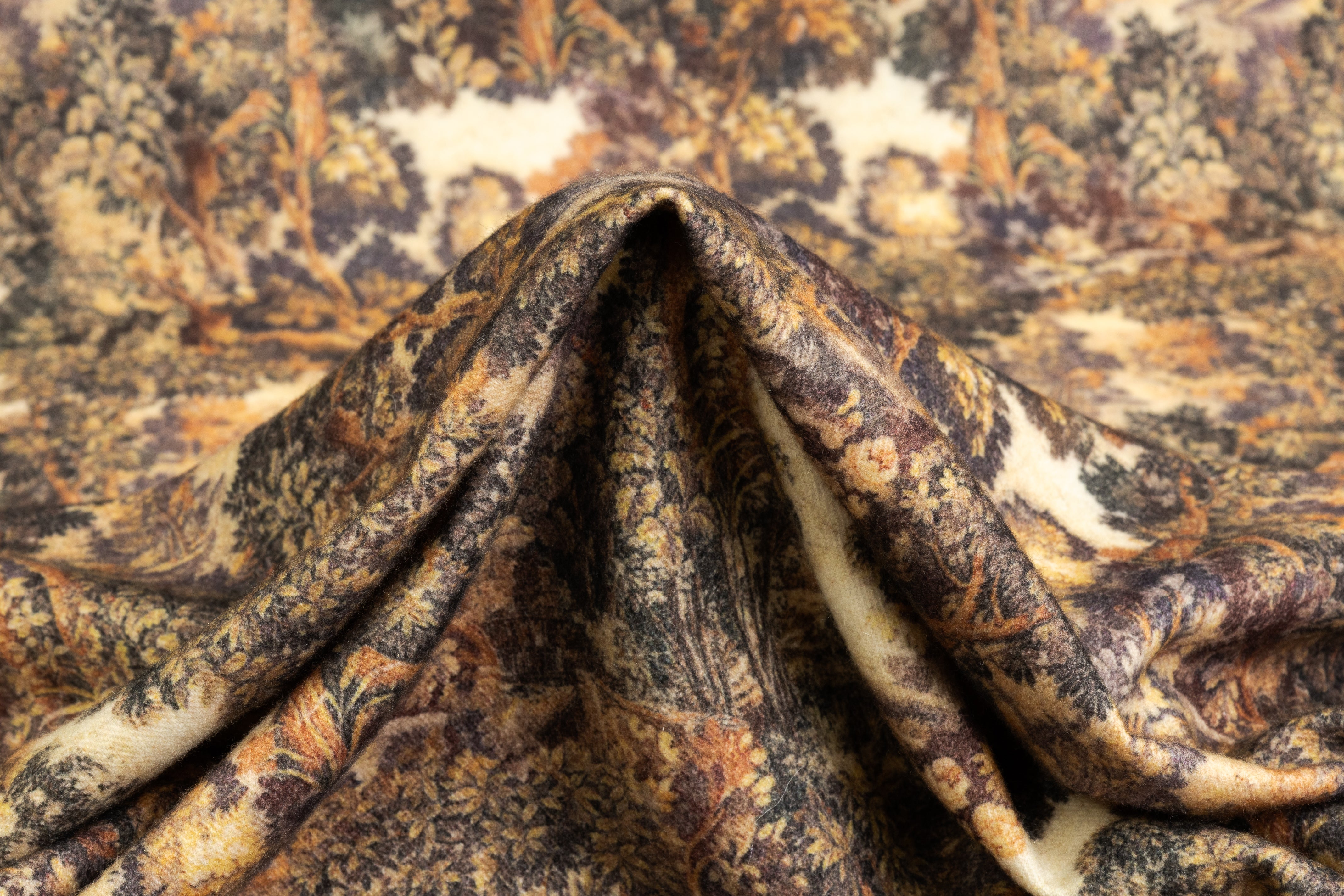 Toile Printed Italian Wool Blend - Brown