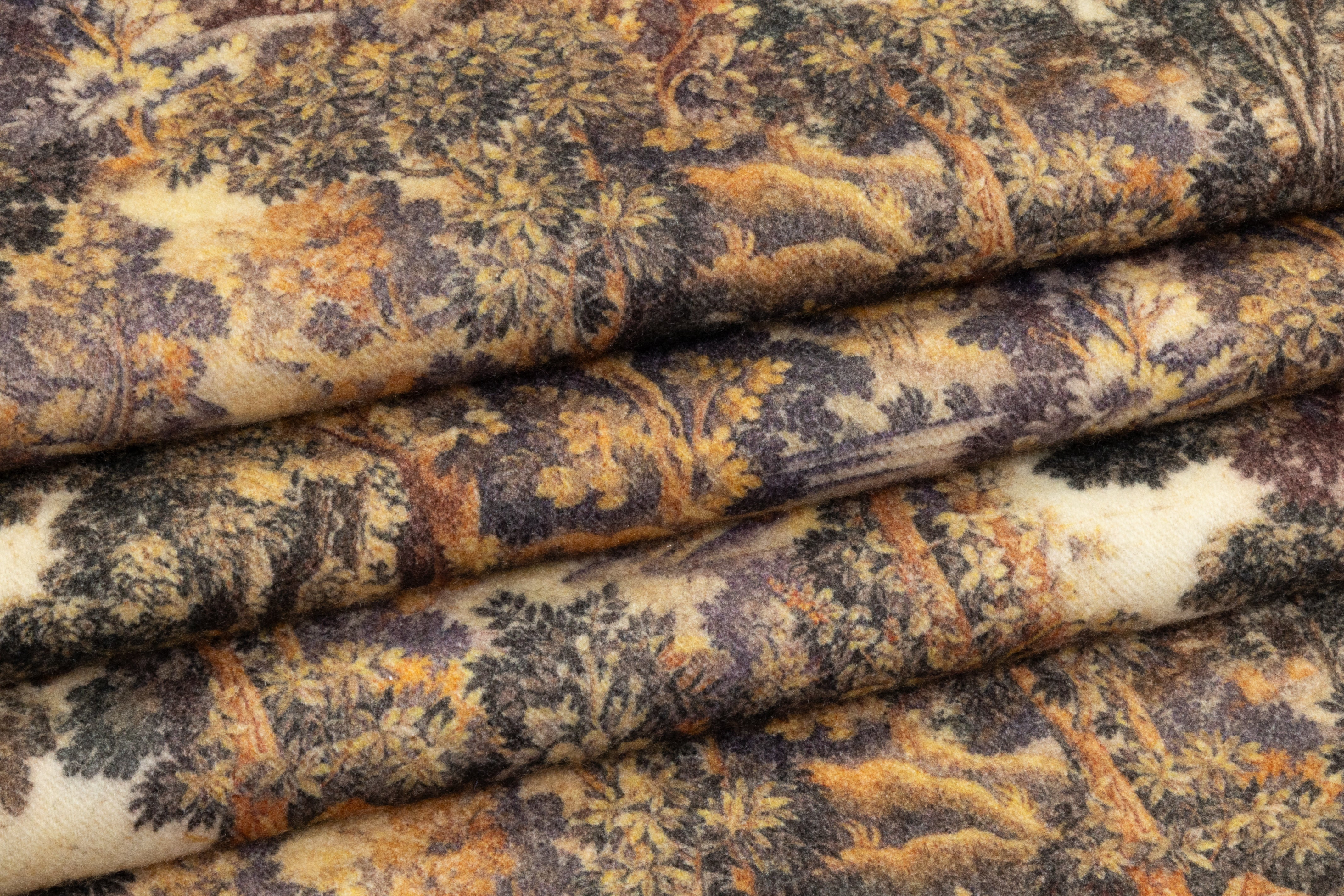 Toile Printed Italian Wool Blend - Brown