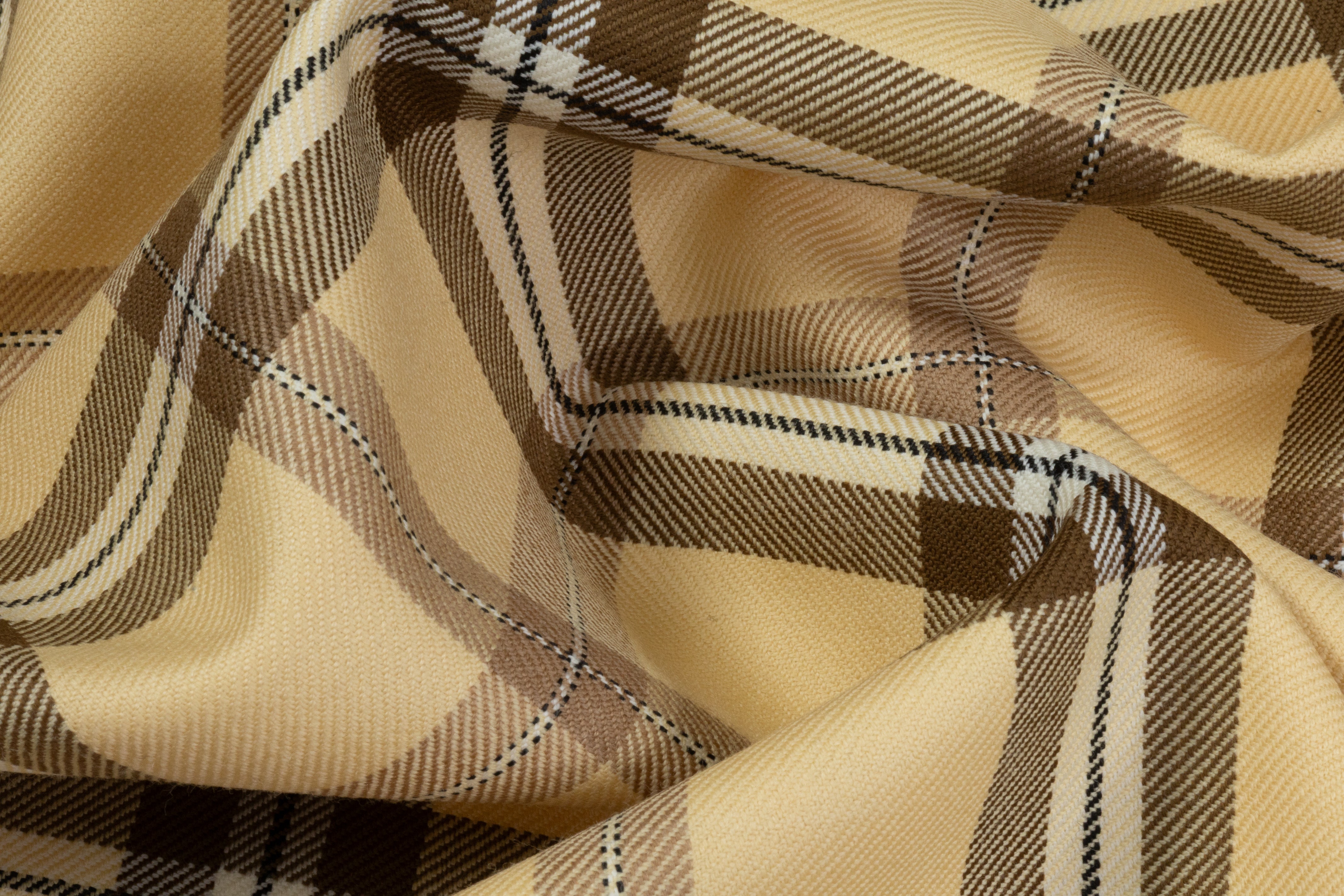 Tartan Italian Virgin Wool Suiting - Beige / Brown