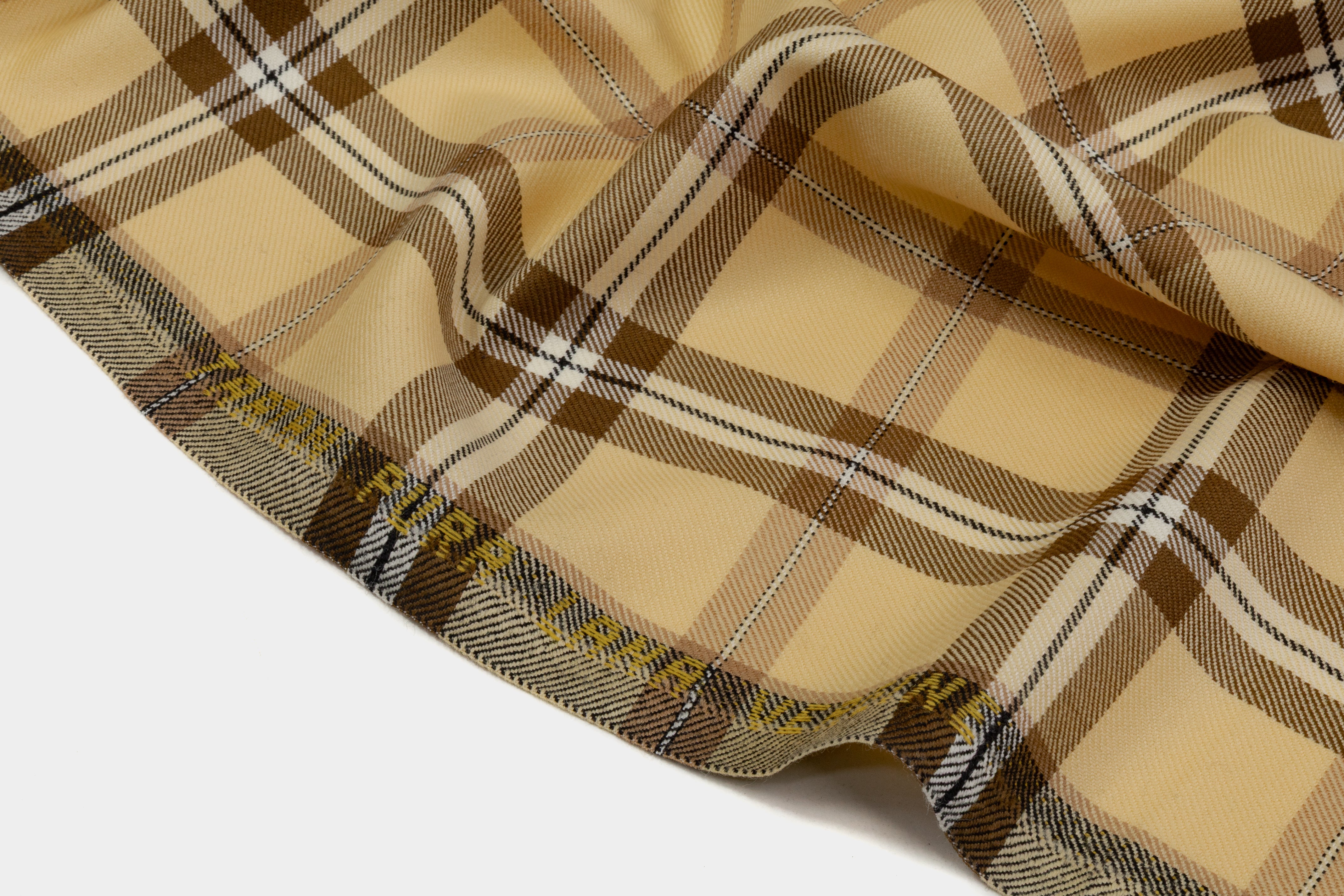 Tartan Italian Virgin Wool Suiting - Beige / Brown