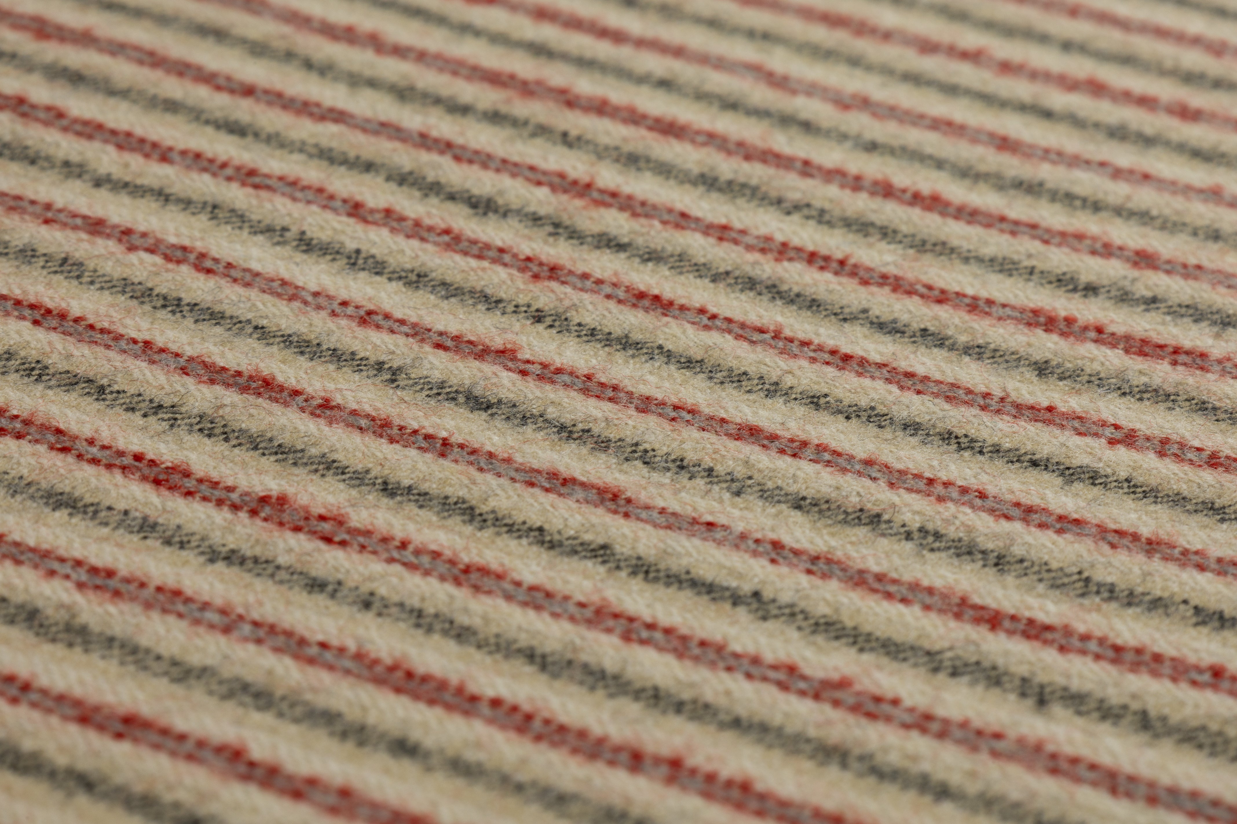 Striped English Wool Flannel Suiting - Beige / Green / Red