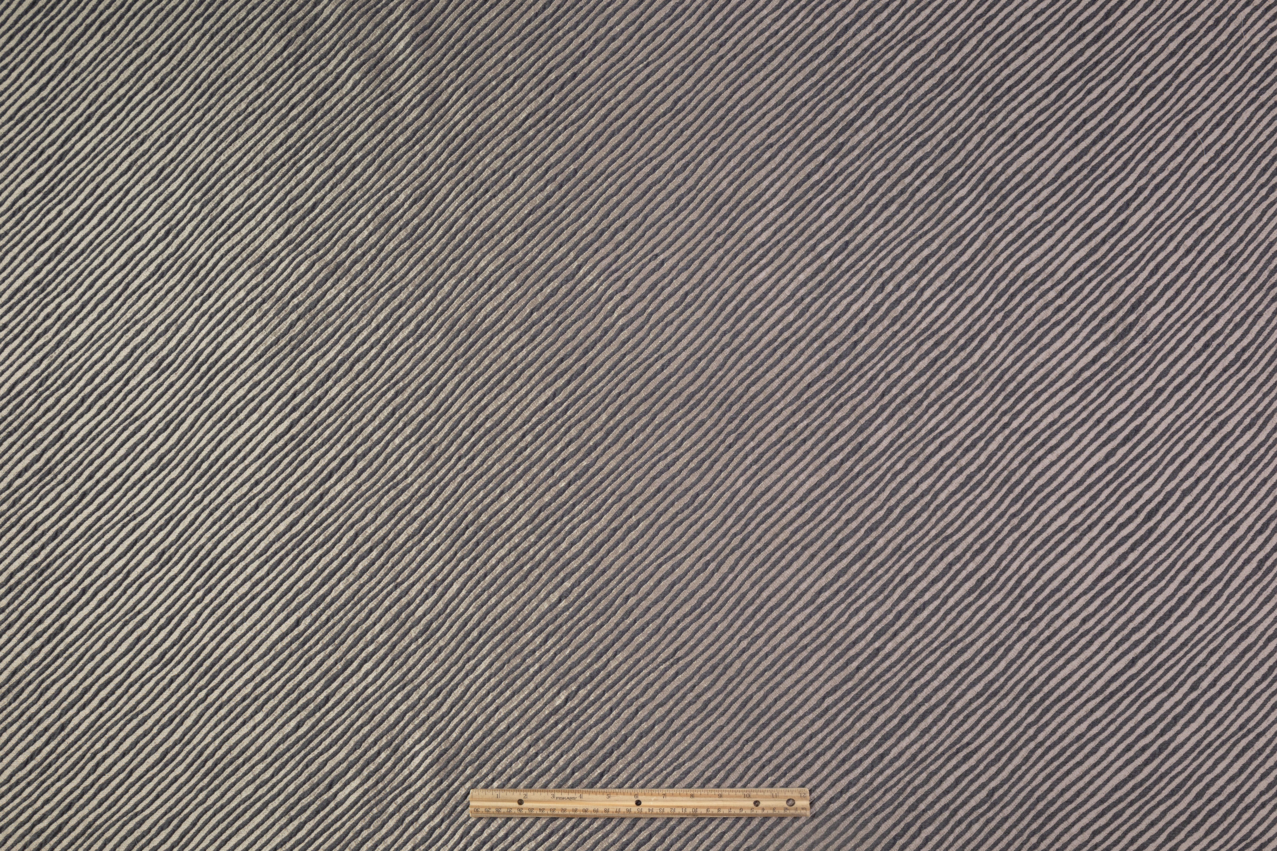 Diagonal Striped Chenille Italian Brocade - Blue Gray