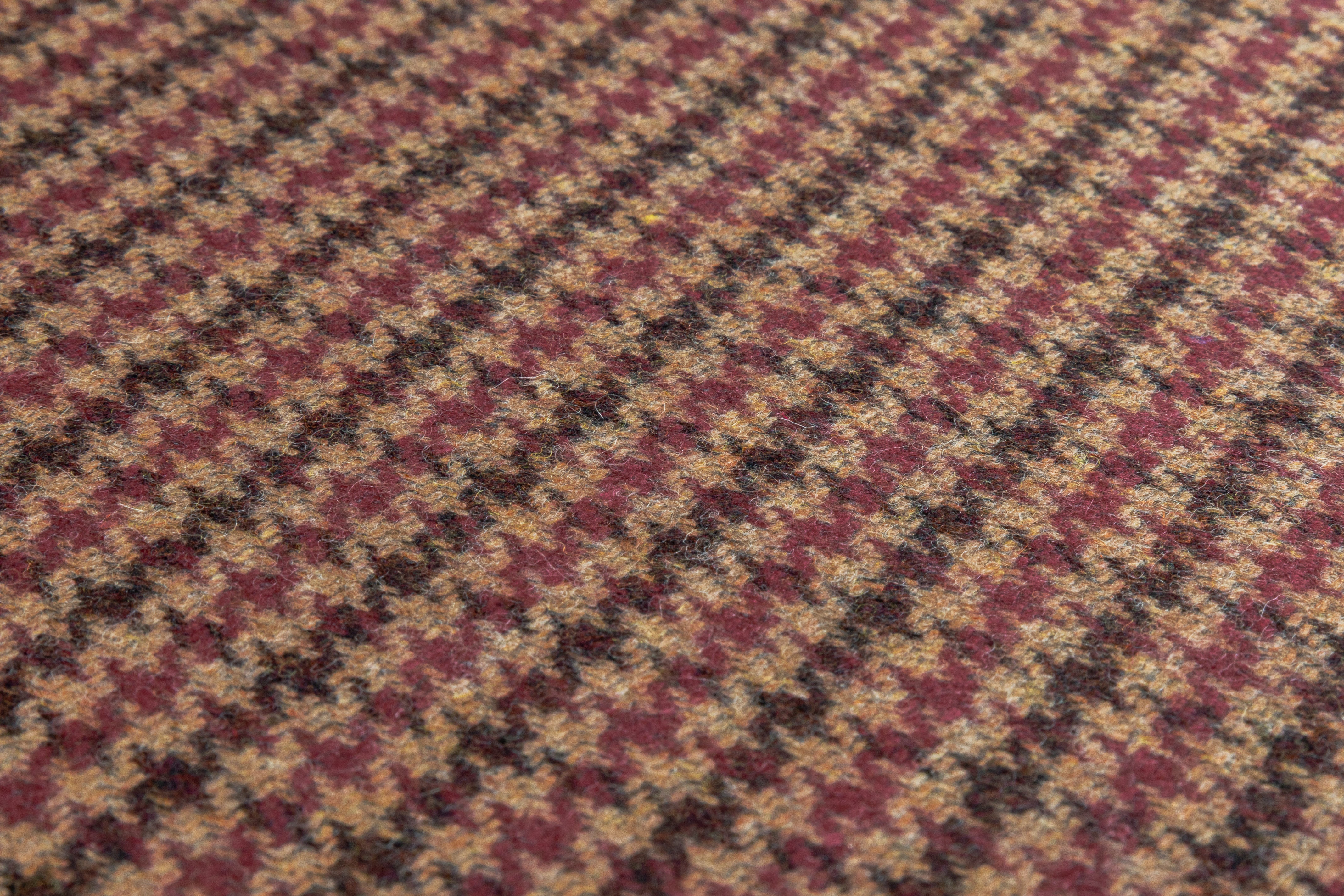 Cerruti - Houndstooth Italian Wool Cashmere Suiting - Brown / Burgundy