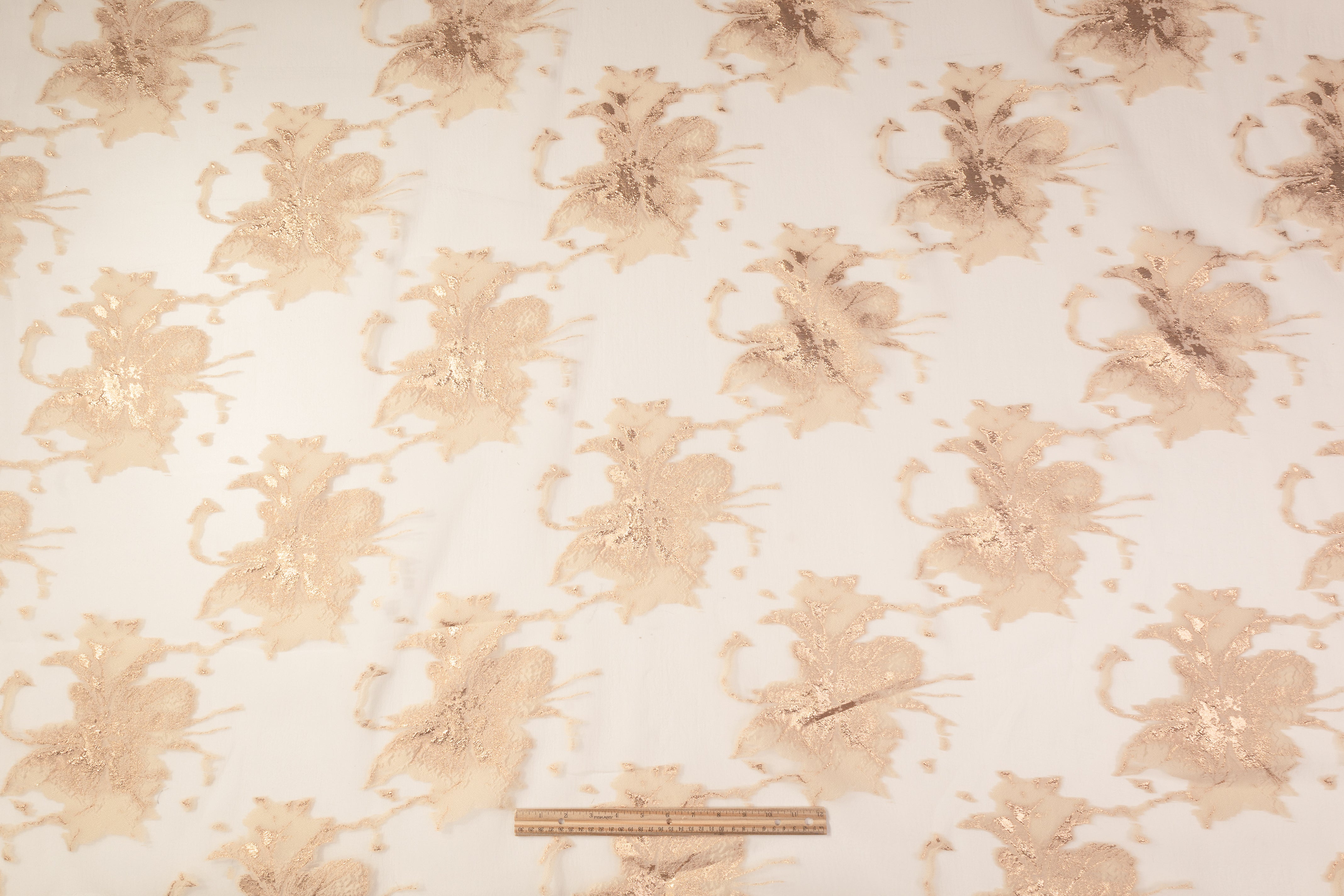 Floral Metallic Organza Fil Coupé - Gold