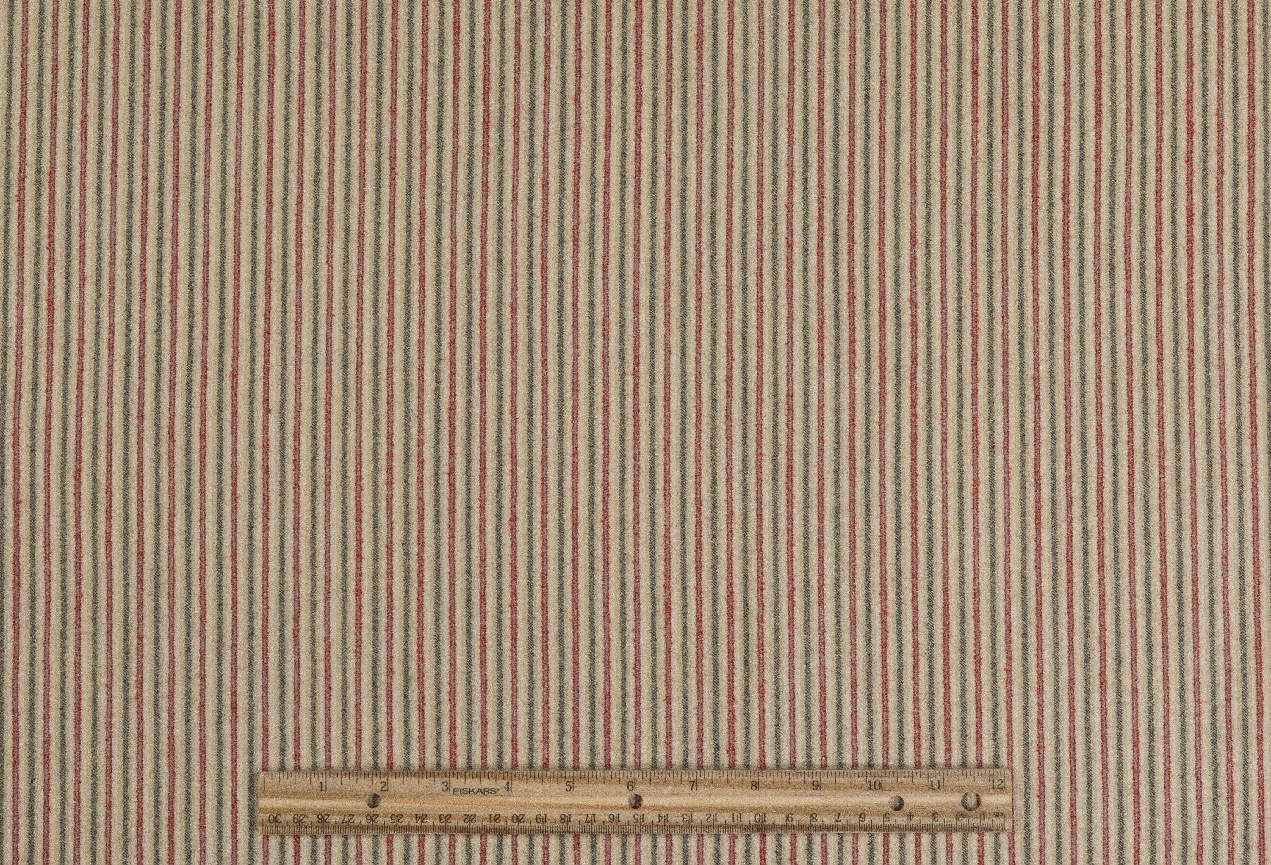 Striped English Wool Flannel Suiting - Beige / Green / Red