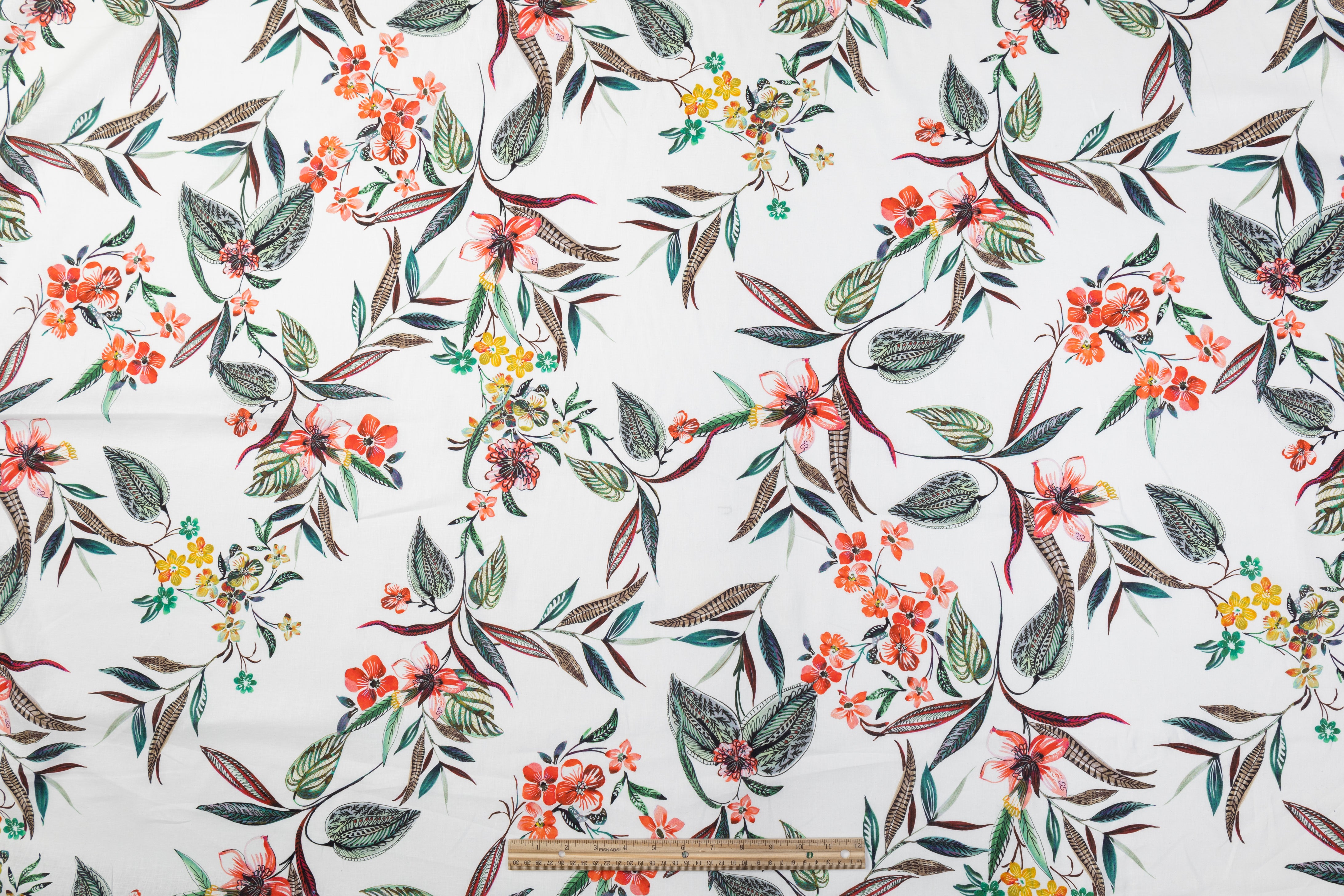 Floral Italian Linen - White / Multicolor