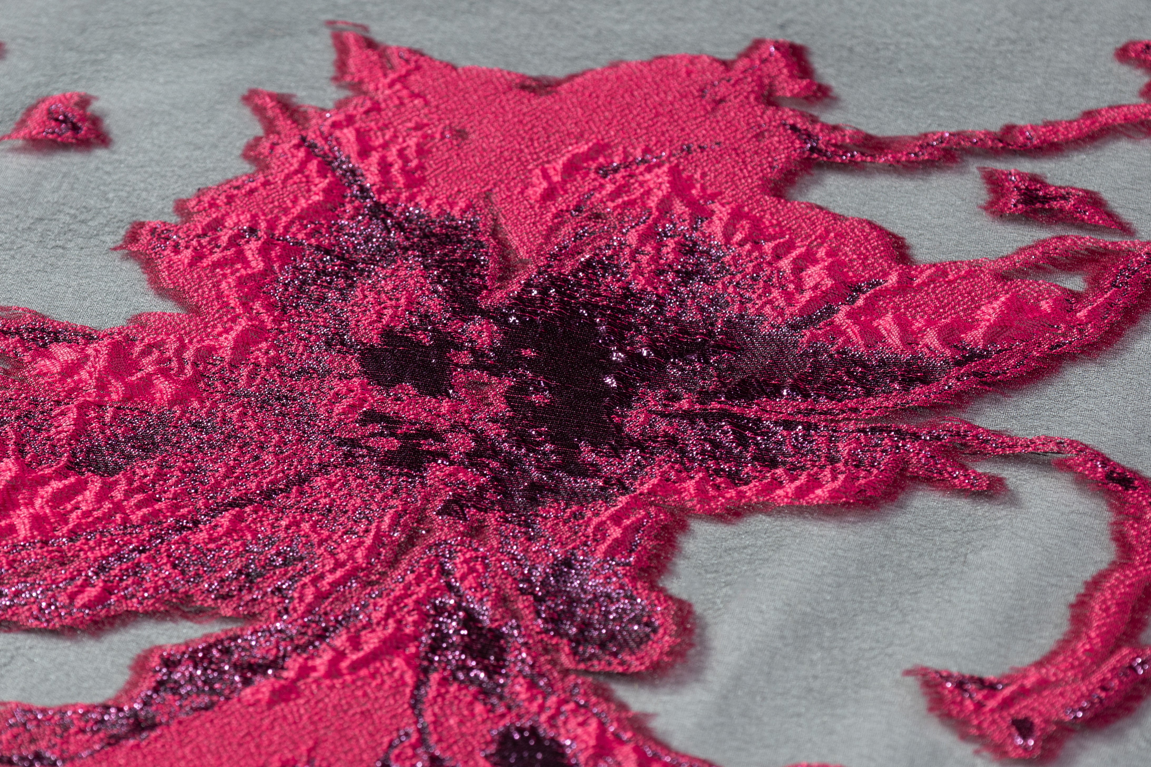 Floral Metallic Organza Fil Coupé - Black / Magenta