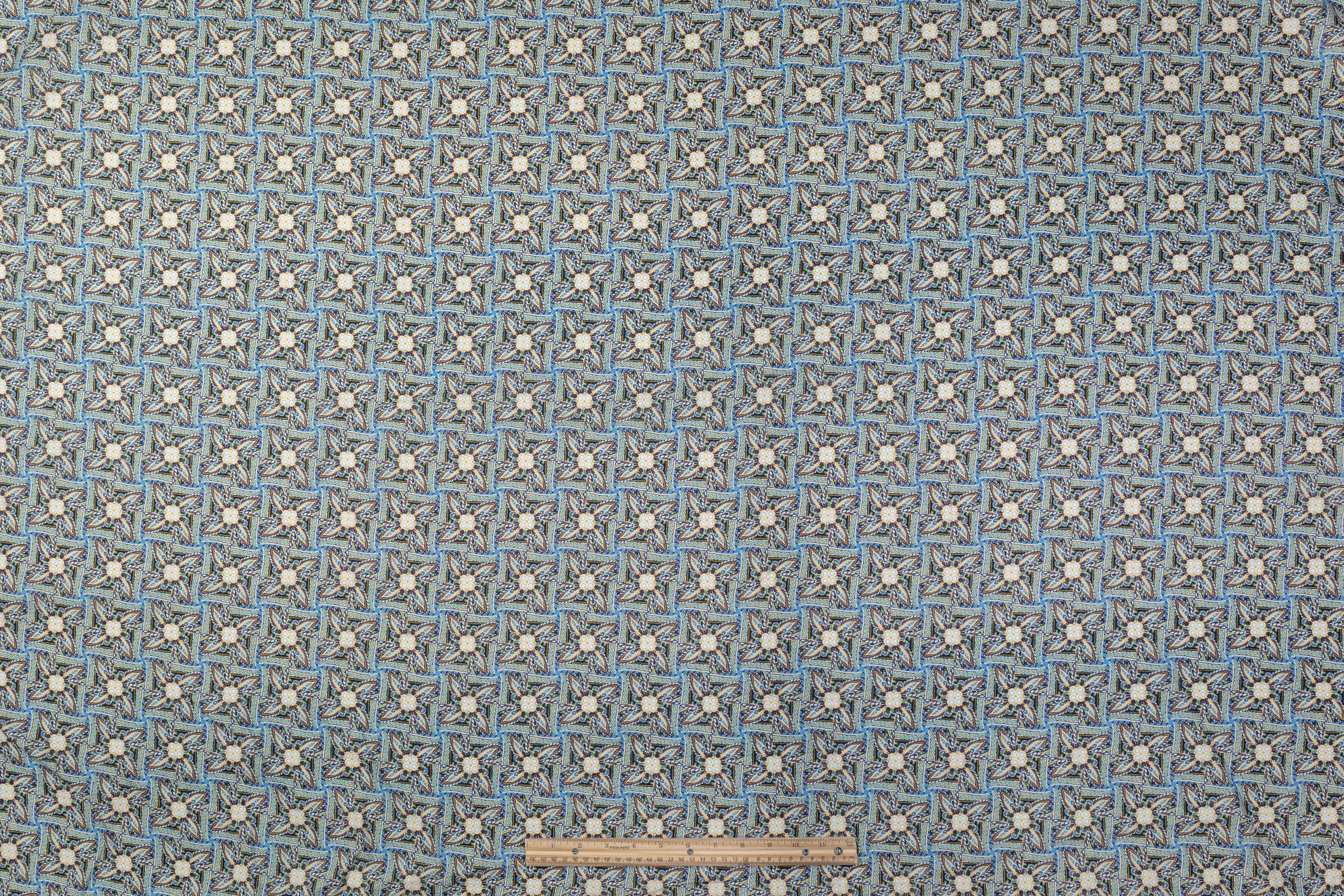 Printed Italian Linen - Blue / Green