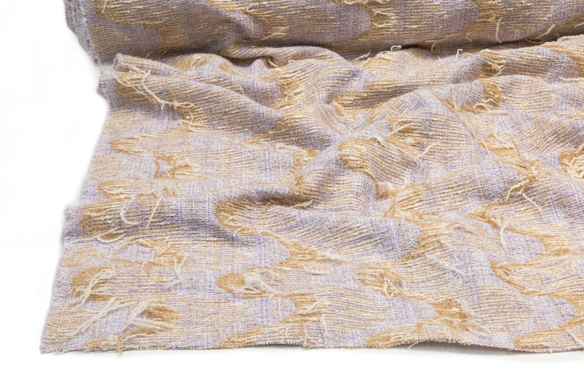 Fringed Metallic Italian Cotton Blend Tweed - Lavender / Sand