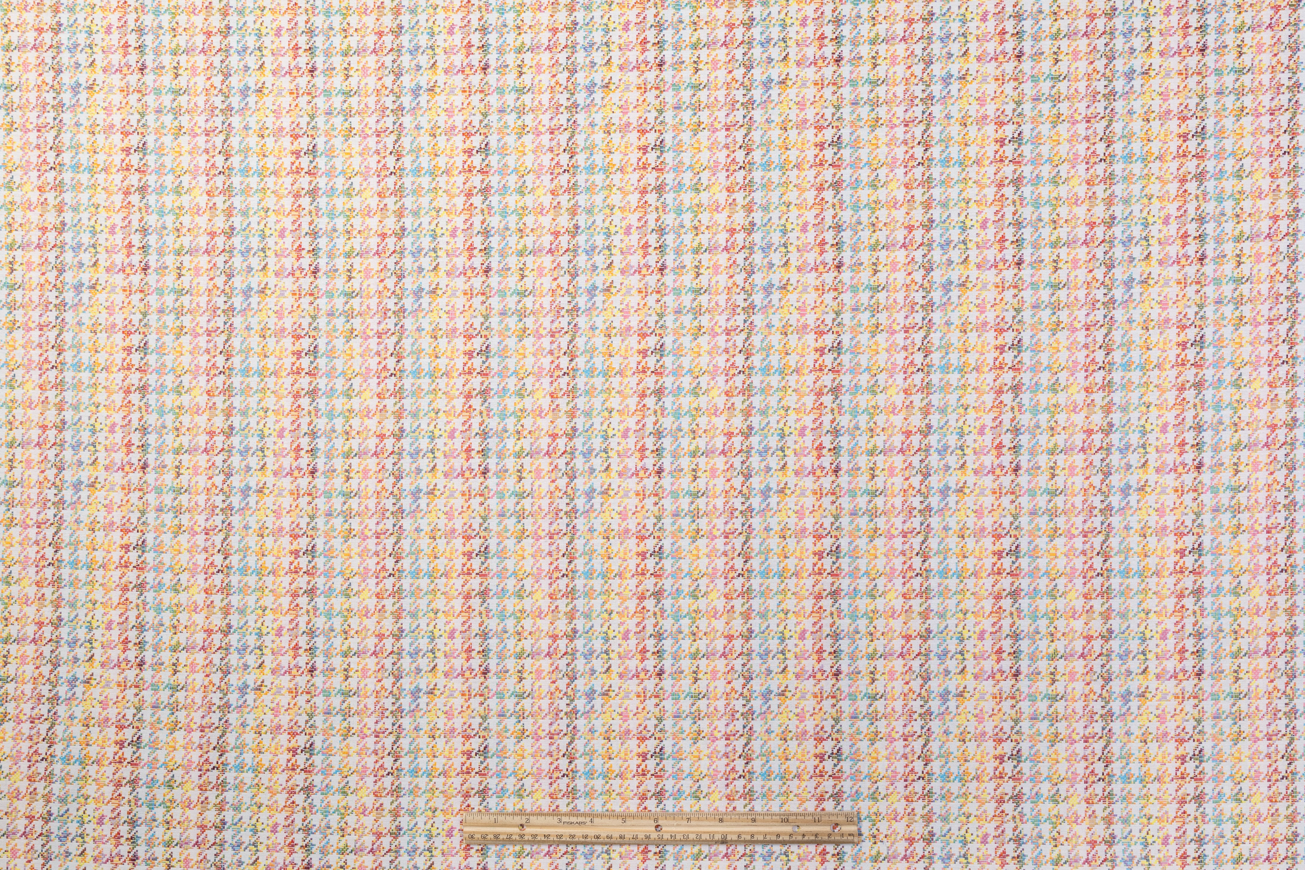Houndstooth Italian Stretch Brocade - Multicolor