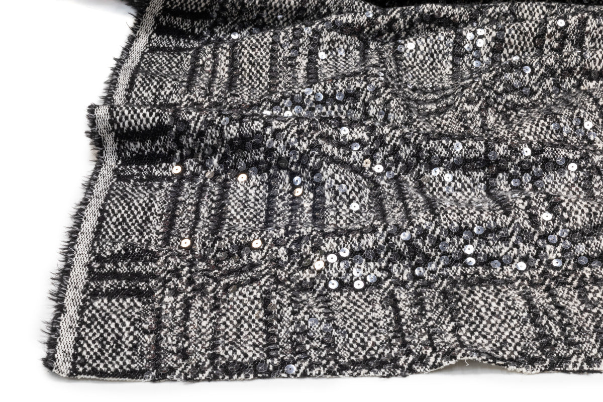 Checked Sequined Italian Tweed - Black / Off White