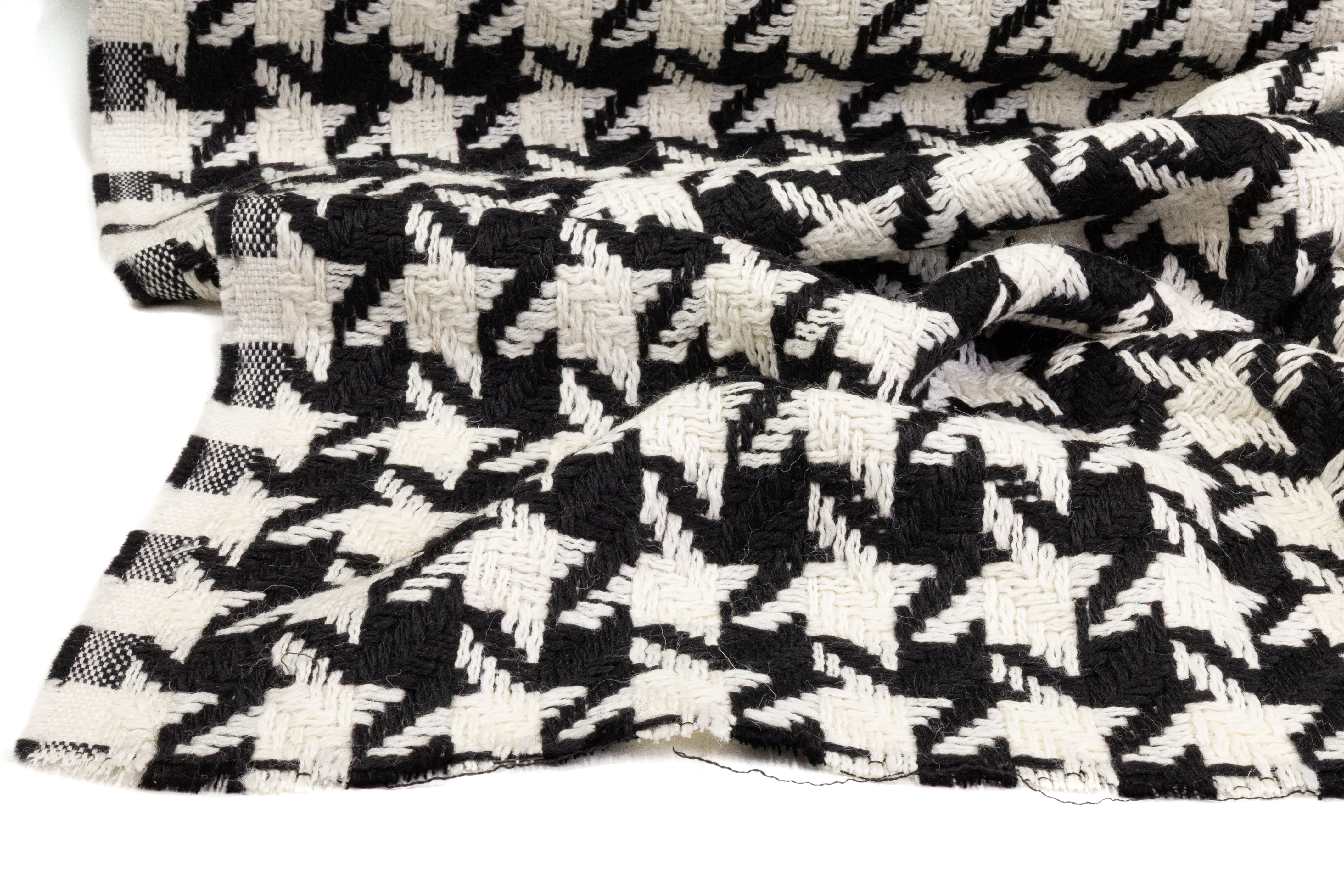 Italian Houndstooth Wool Tweed - Black / White