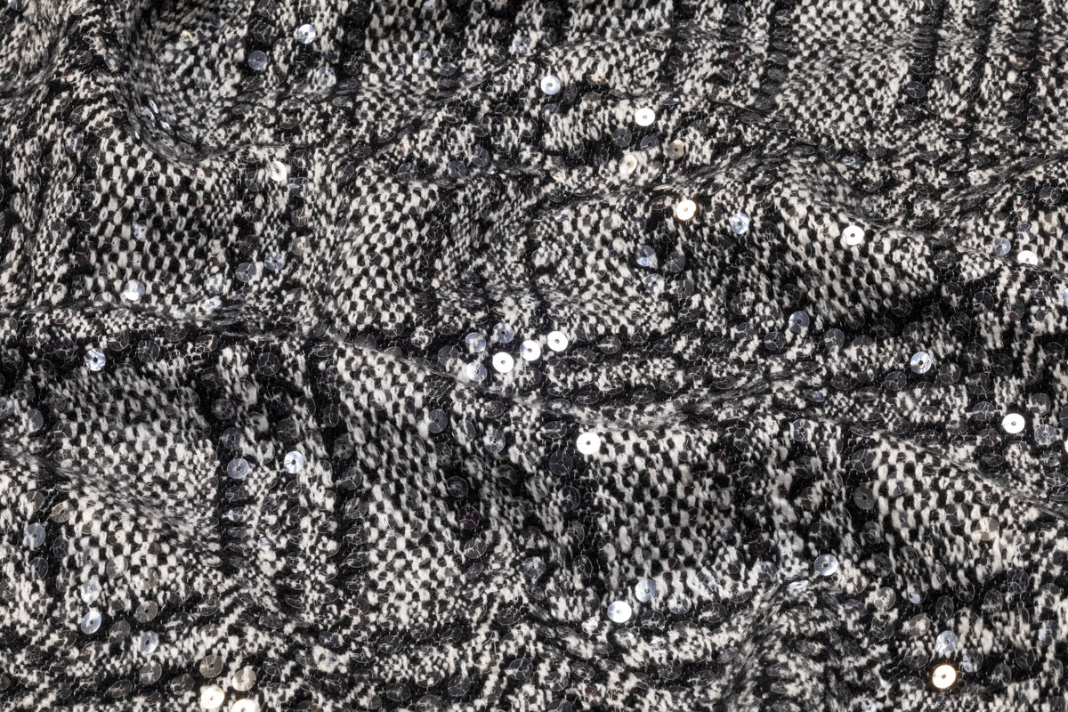 Checked Sequined Italian Tweed - Black / Off White