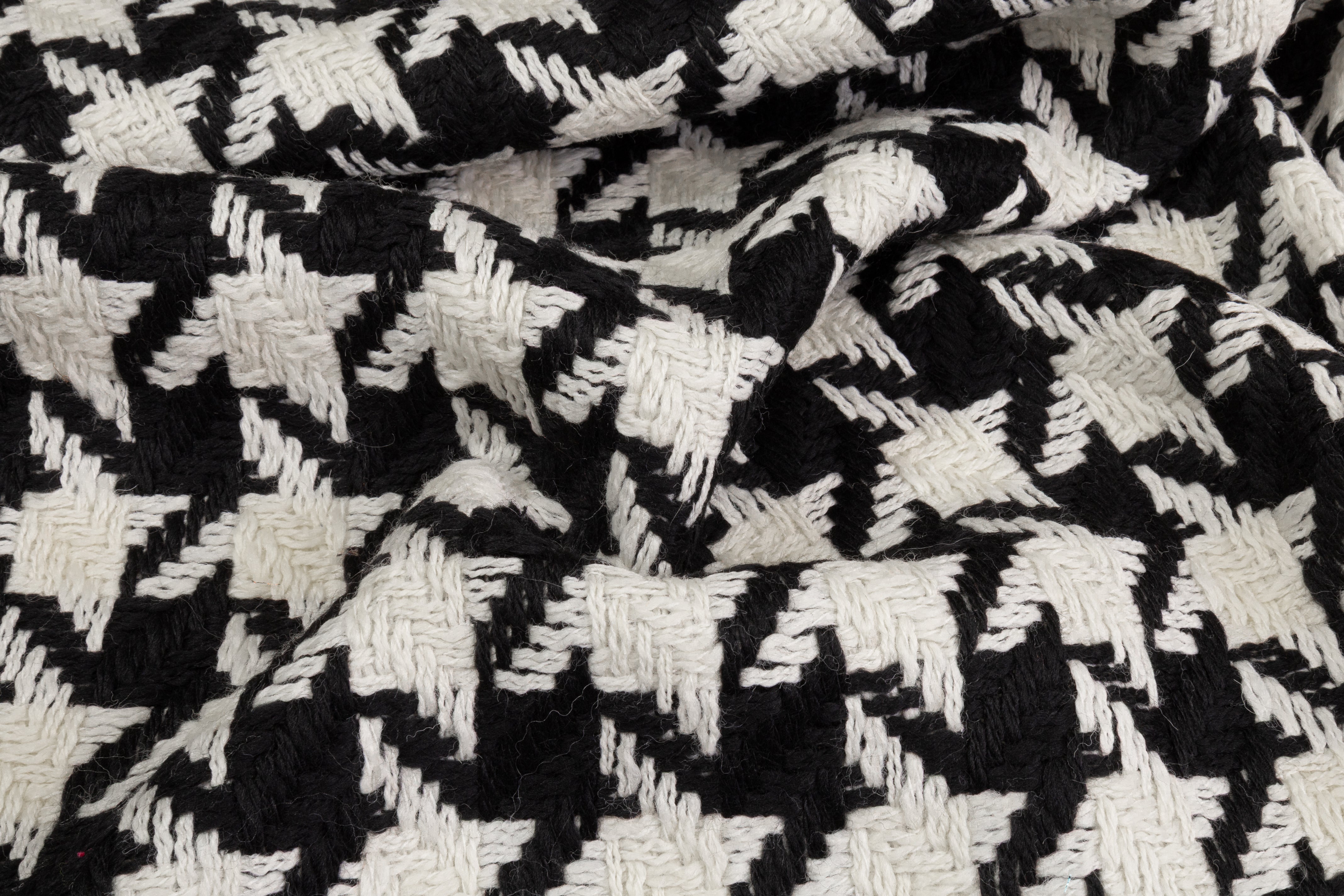 Italian Houndstooth Wool Tweed - Black / White