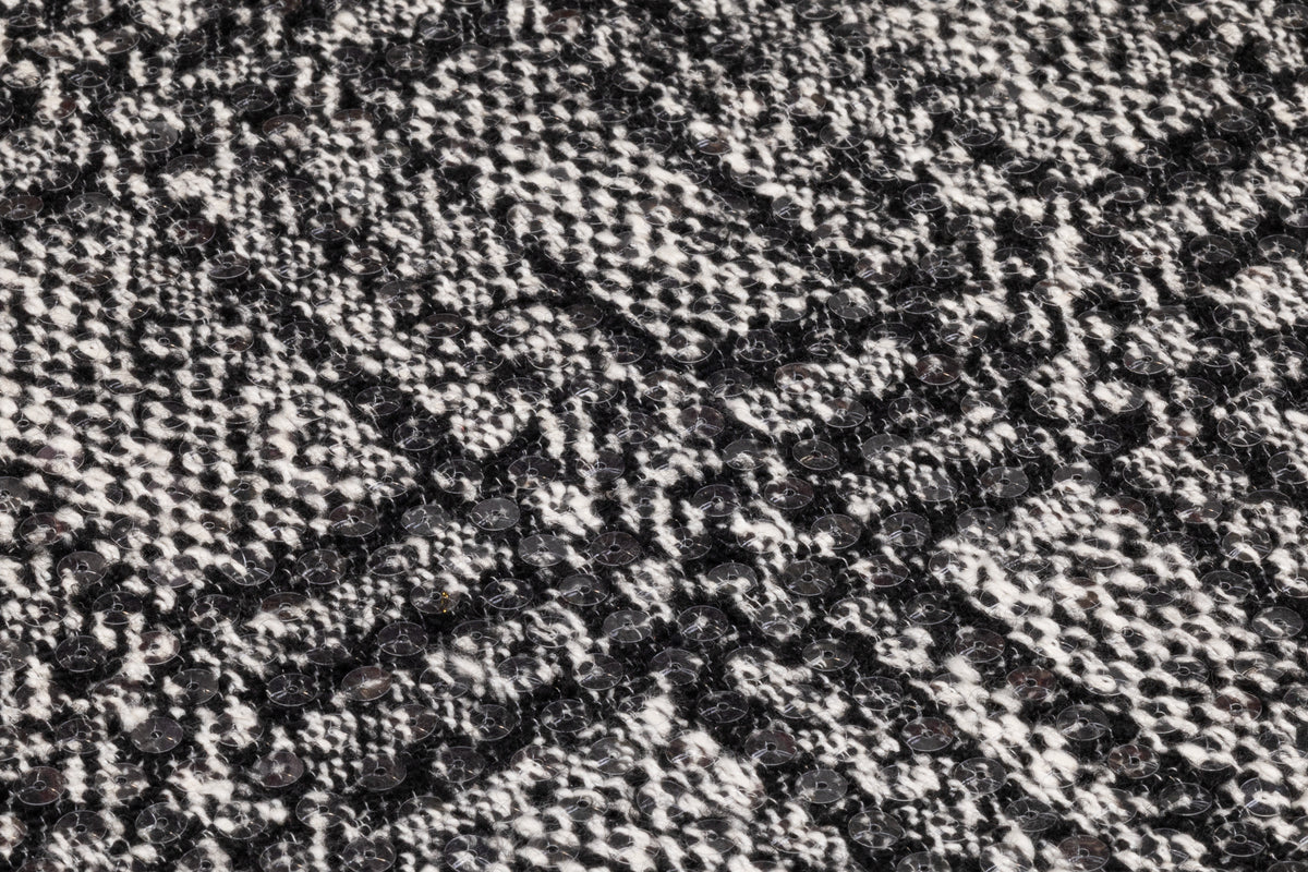 Checked Sequined Italian Tweed - Black / Off White
