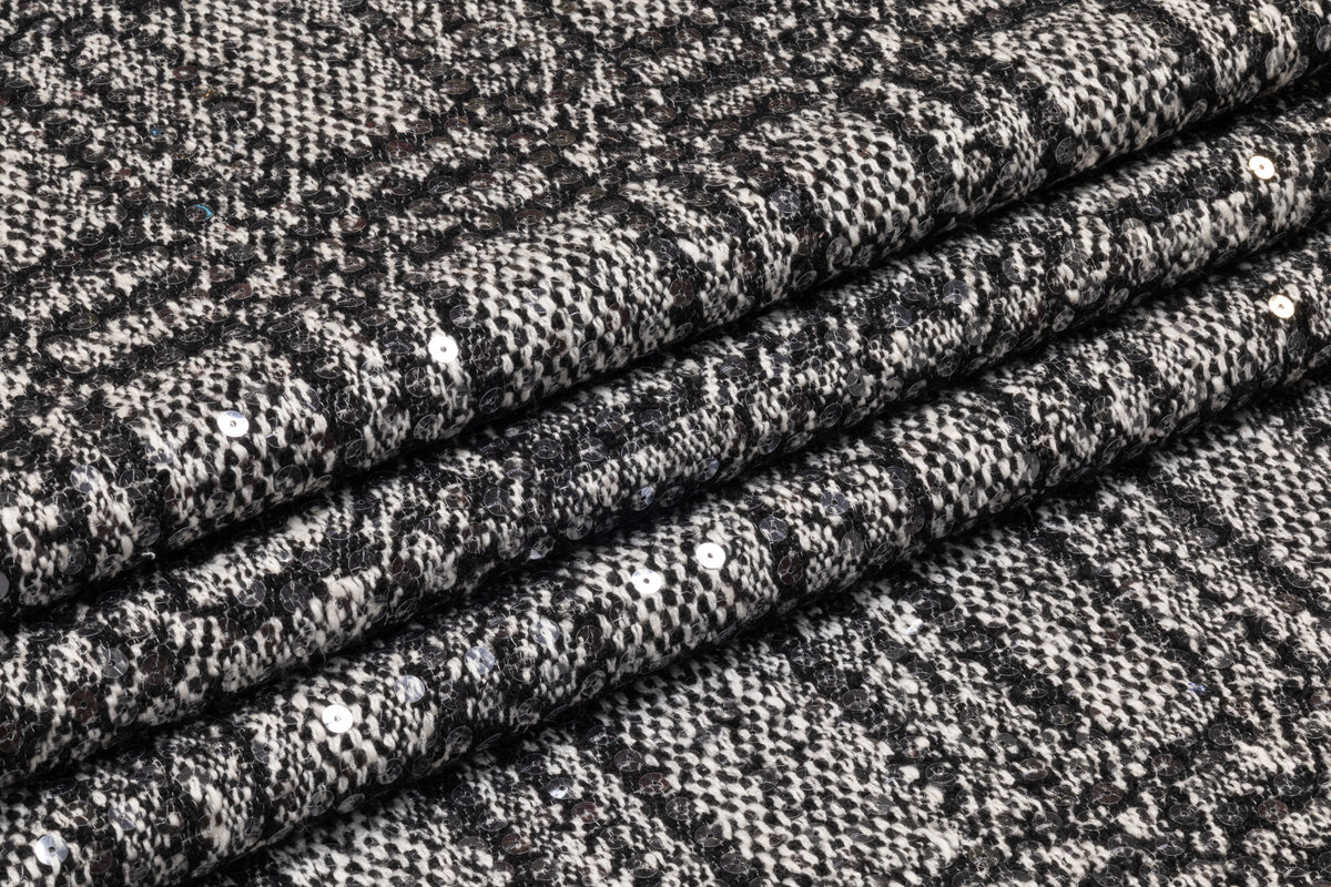 Checked Sequined Italian Tweed - Black / Off White