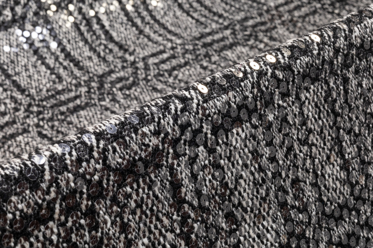 Checked Sequined Italian Tweed - Black / Off White