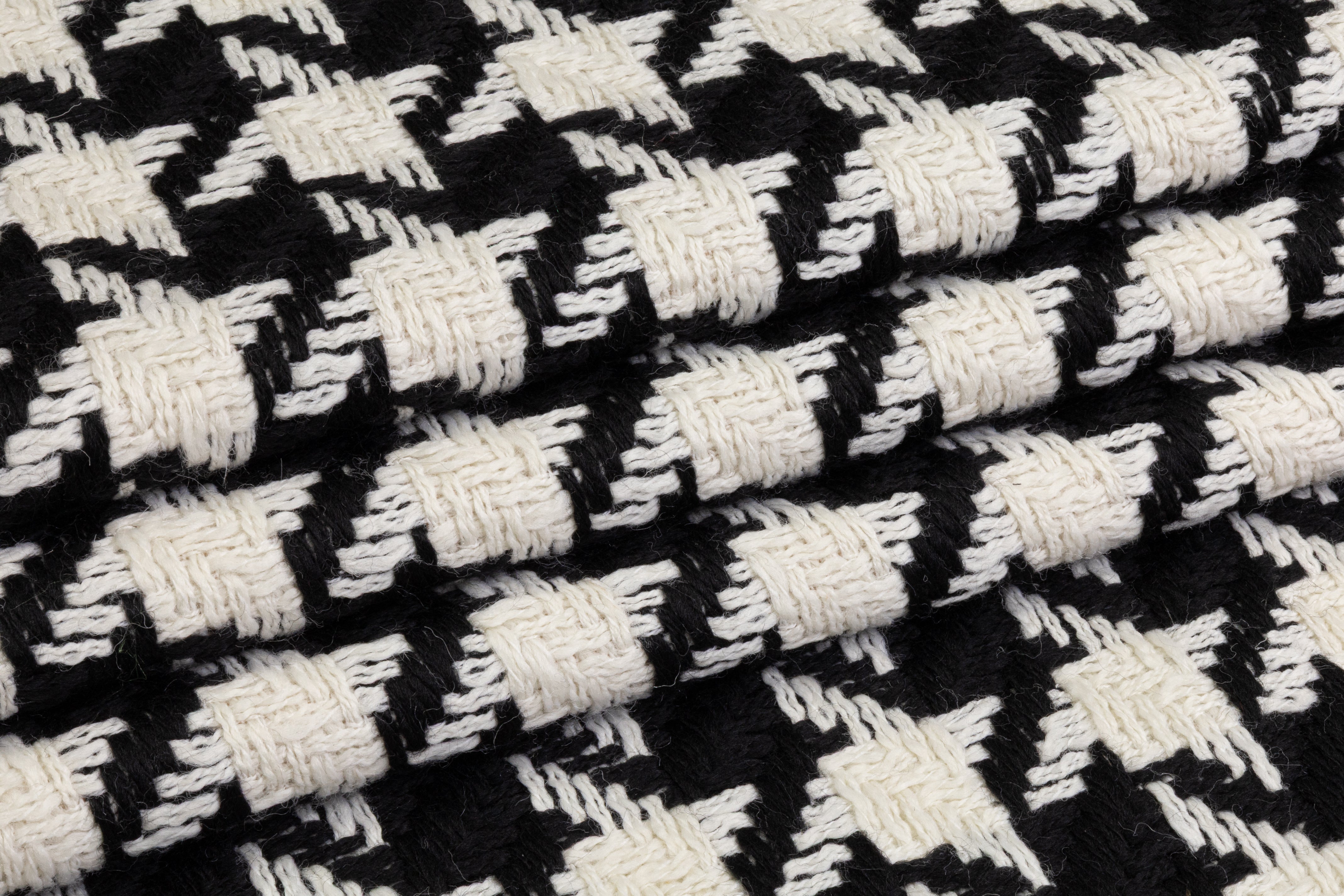 Italian Houndstooth Wool Tweed - Black / White