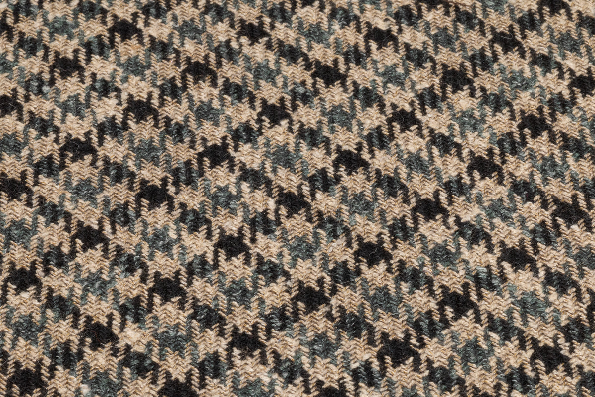 Houndstooth Italian Wool Suiting - Camel / Green