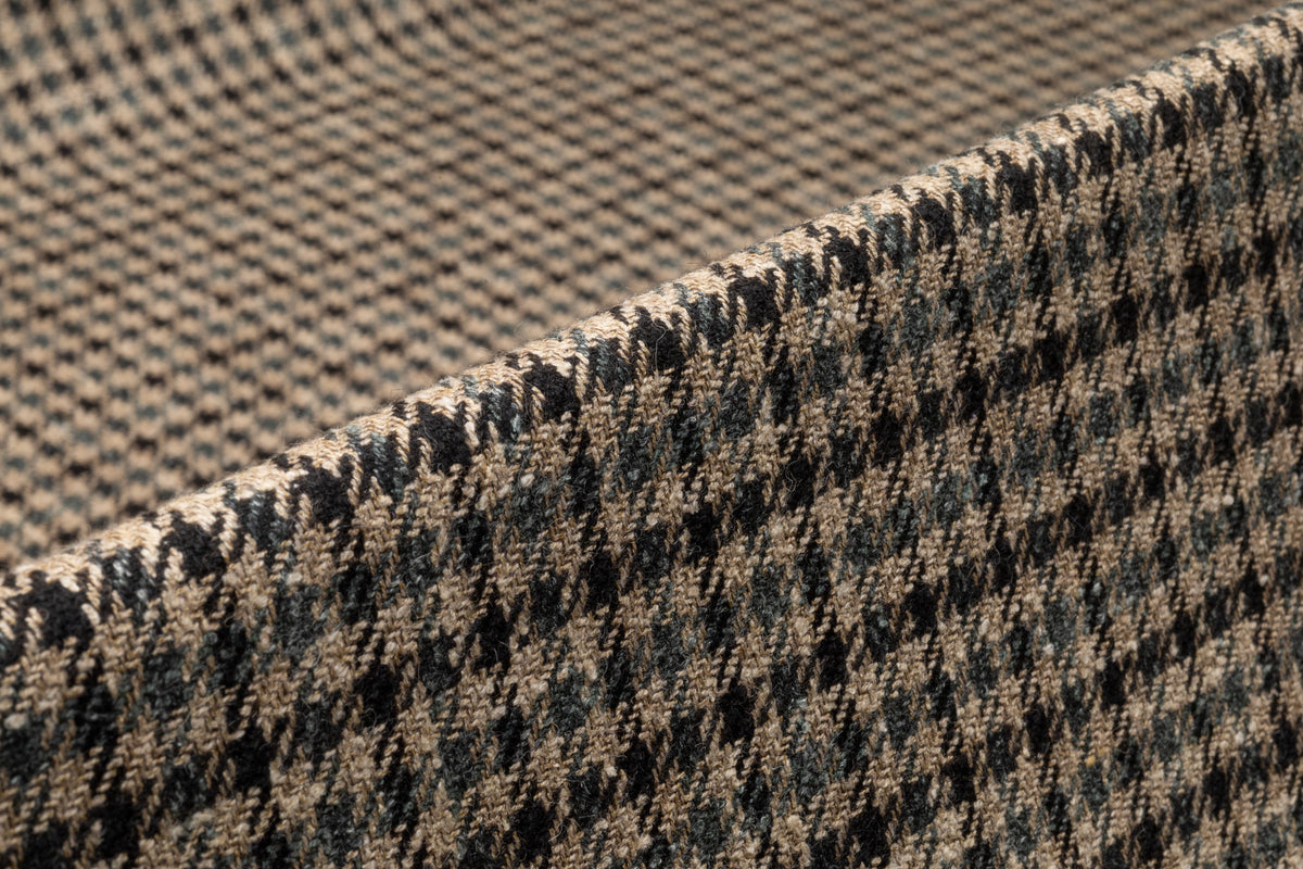 Houndstooth Italian Wool Suiting - Camel / Green