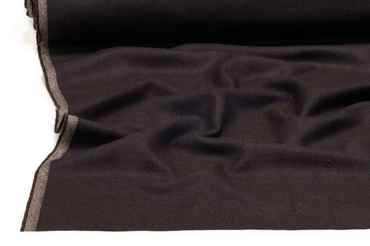 Two Tone Checked Italian Wool Suiting - Brown / Navy
