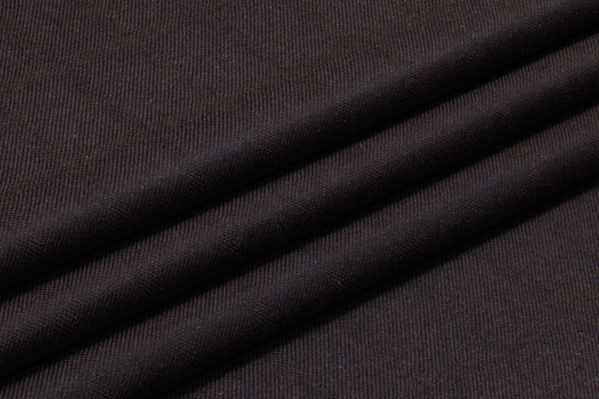 Two Tone Checked Italian Wool Suiting - Brown / Navy