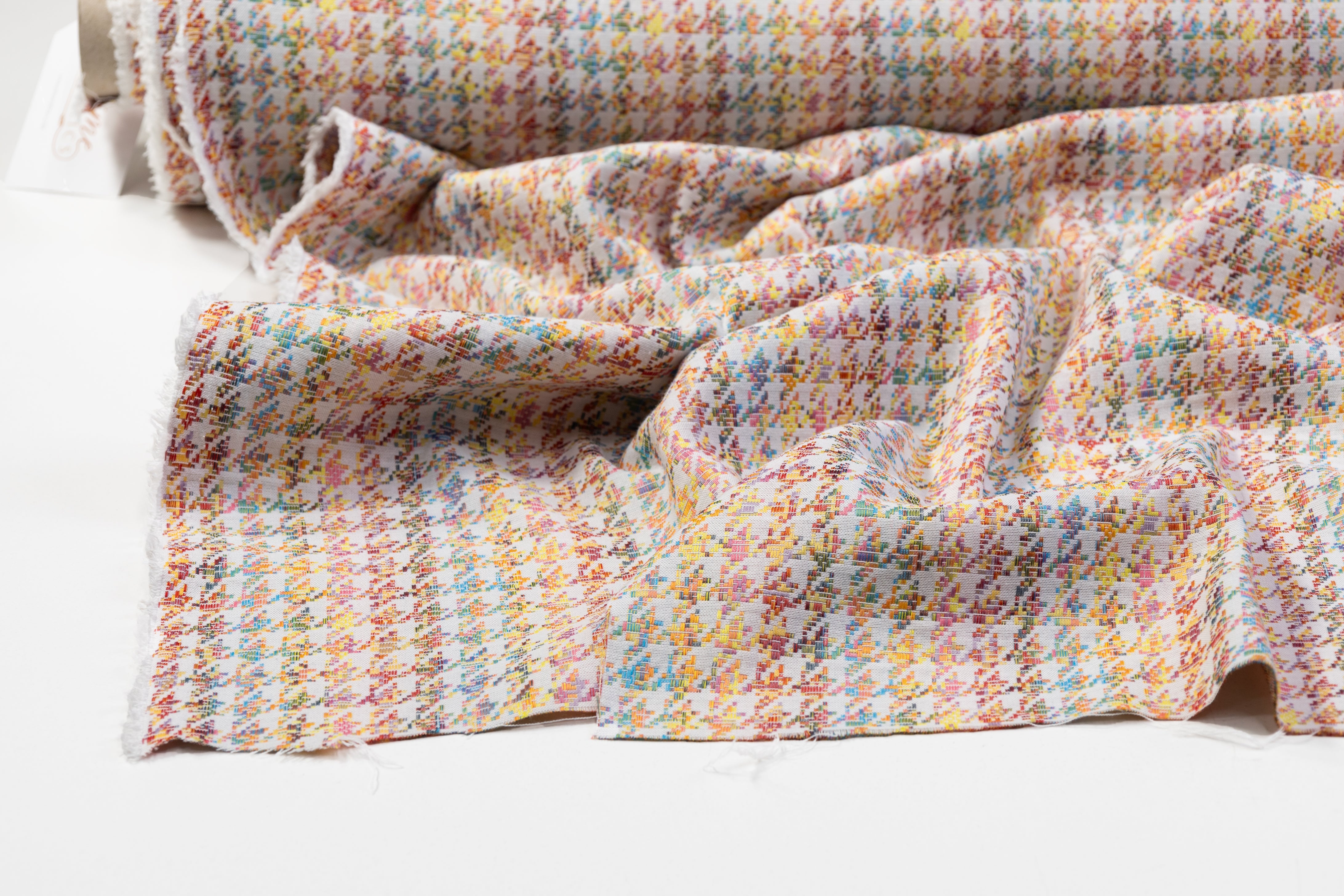Houndstooth Italian Stretch Brocade - Multicolor