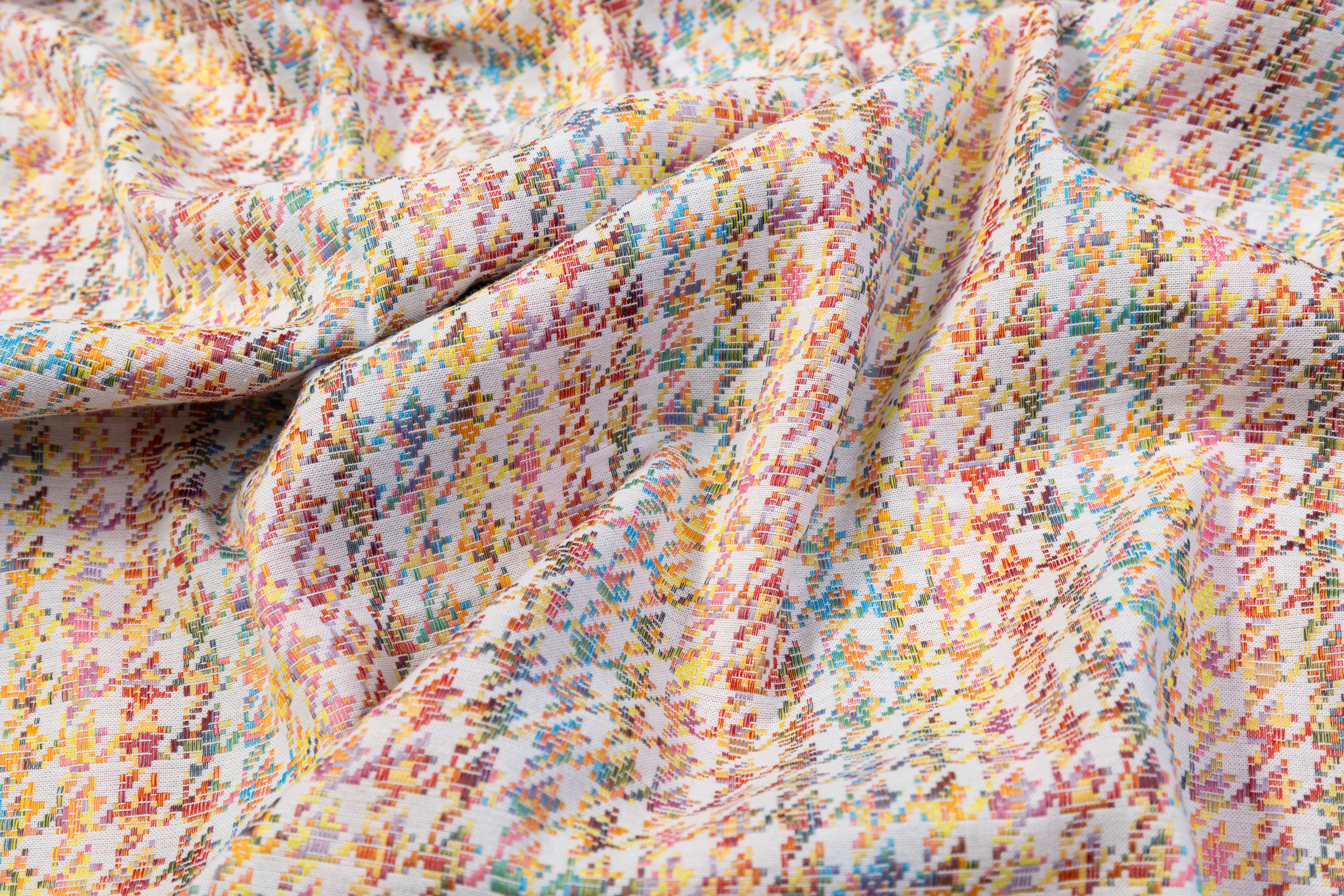 Houndstooth Italian Stretch Brocade - Multicolor