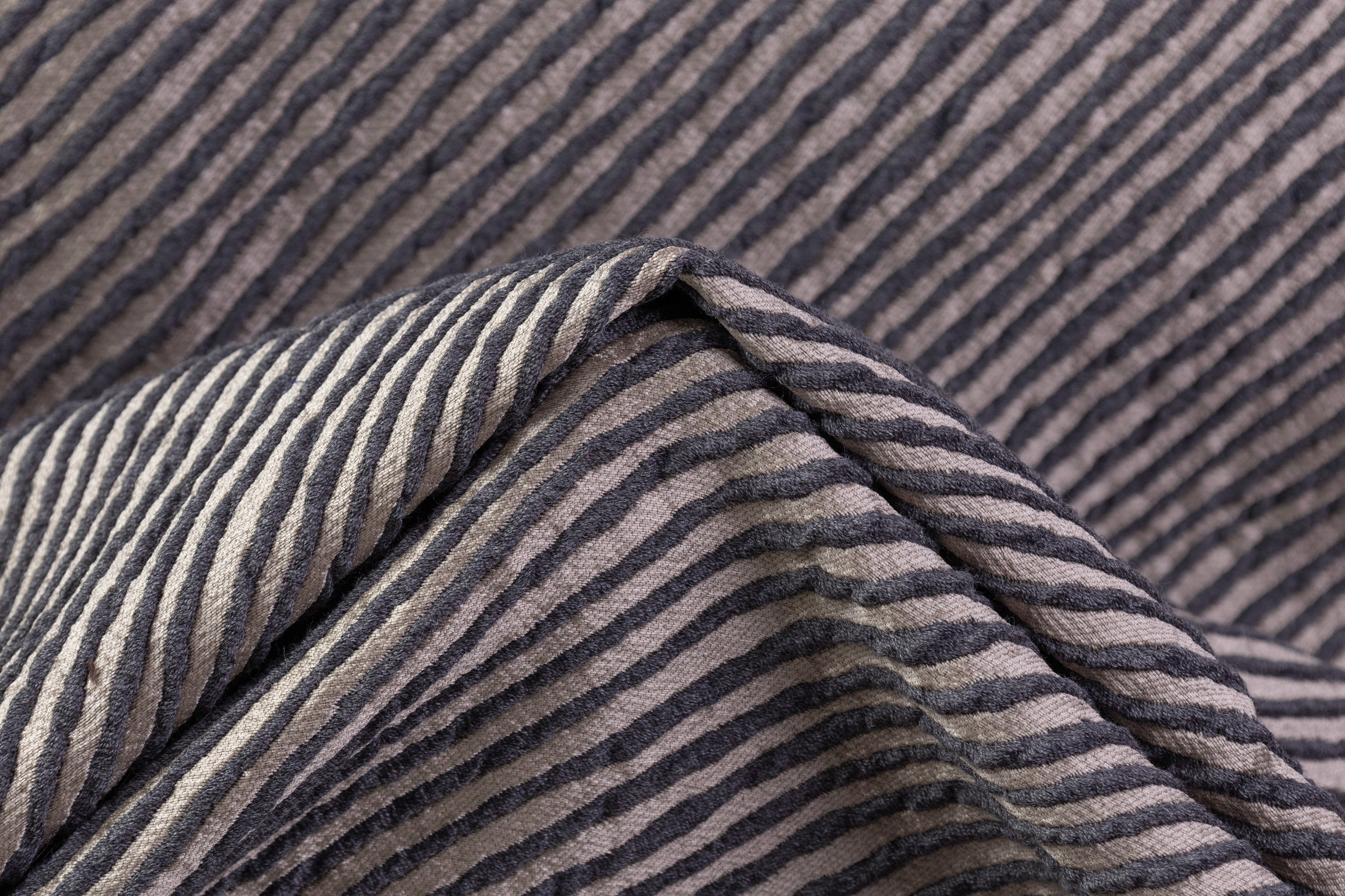Diagonal Striped Chenille Italian Brocade - Blue Gray