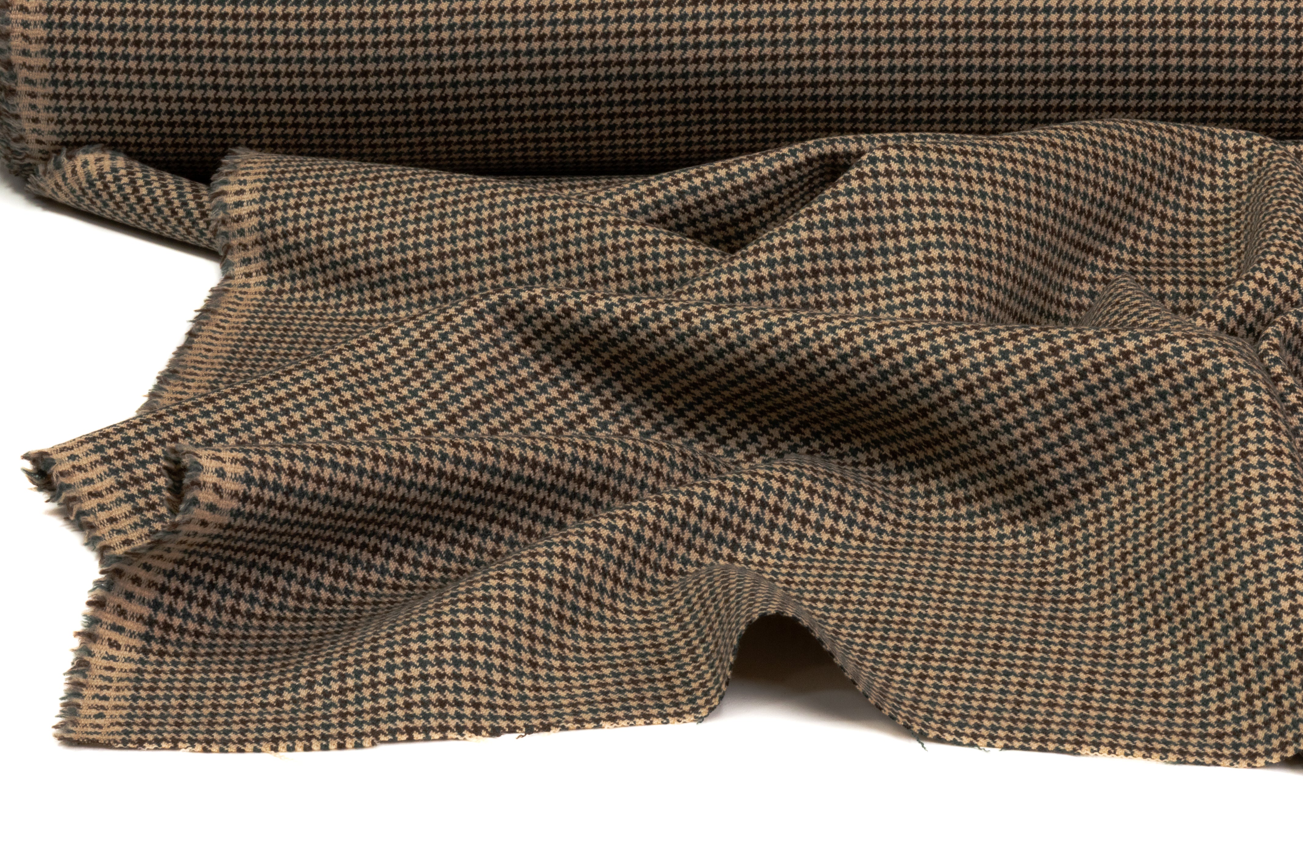 Carnet - Italian Houndstooth Wool Suiting - Brown / Teal