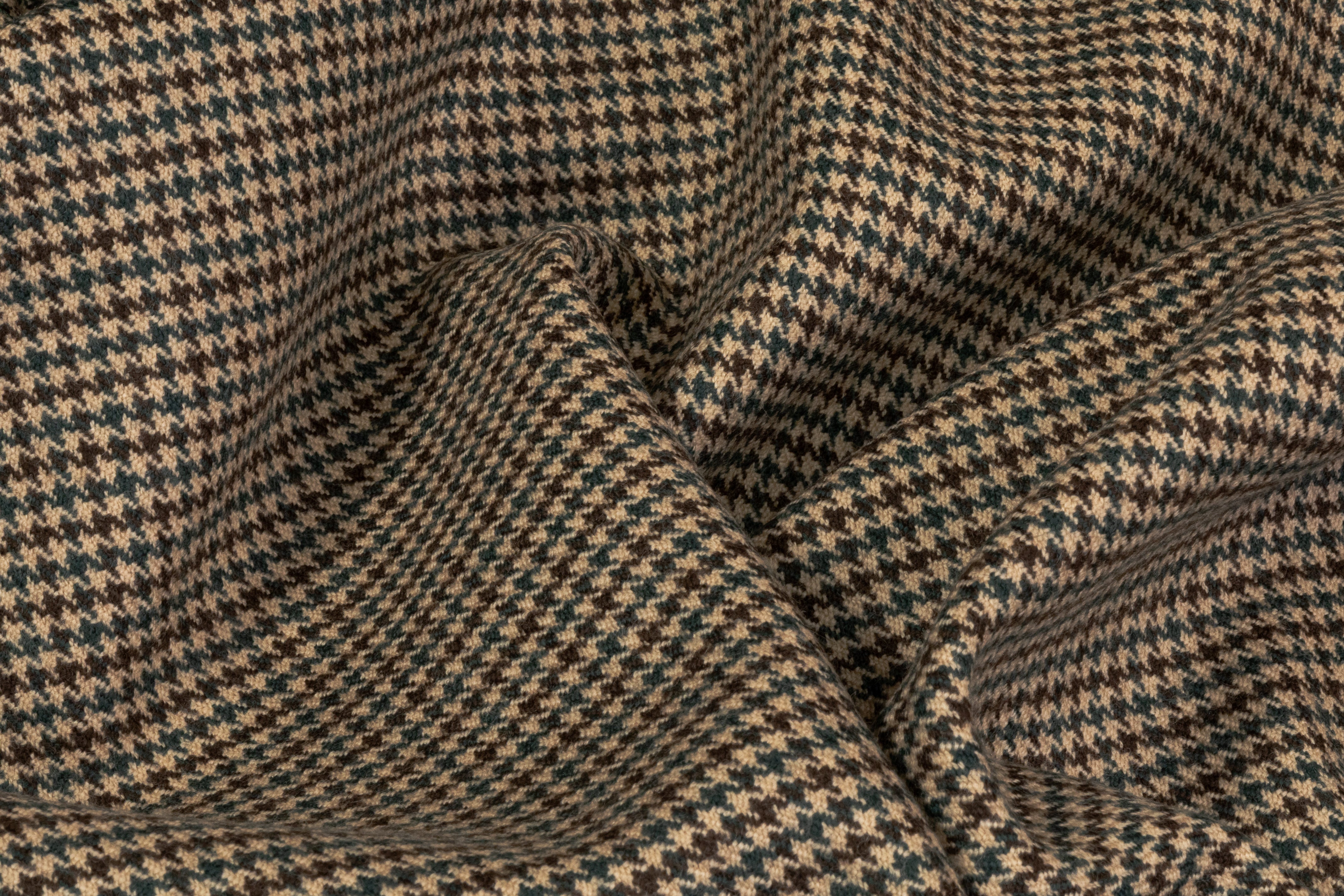 Carnet - Italian Houndstooth Wool Suiting - Brown / Teal