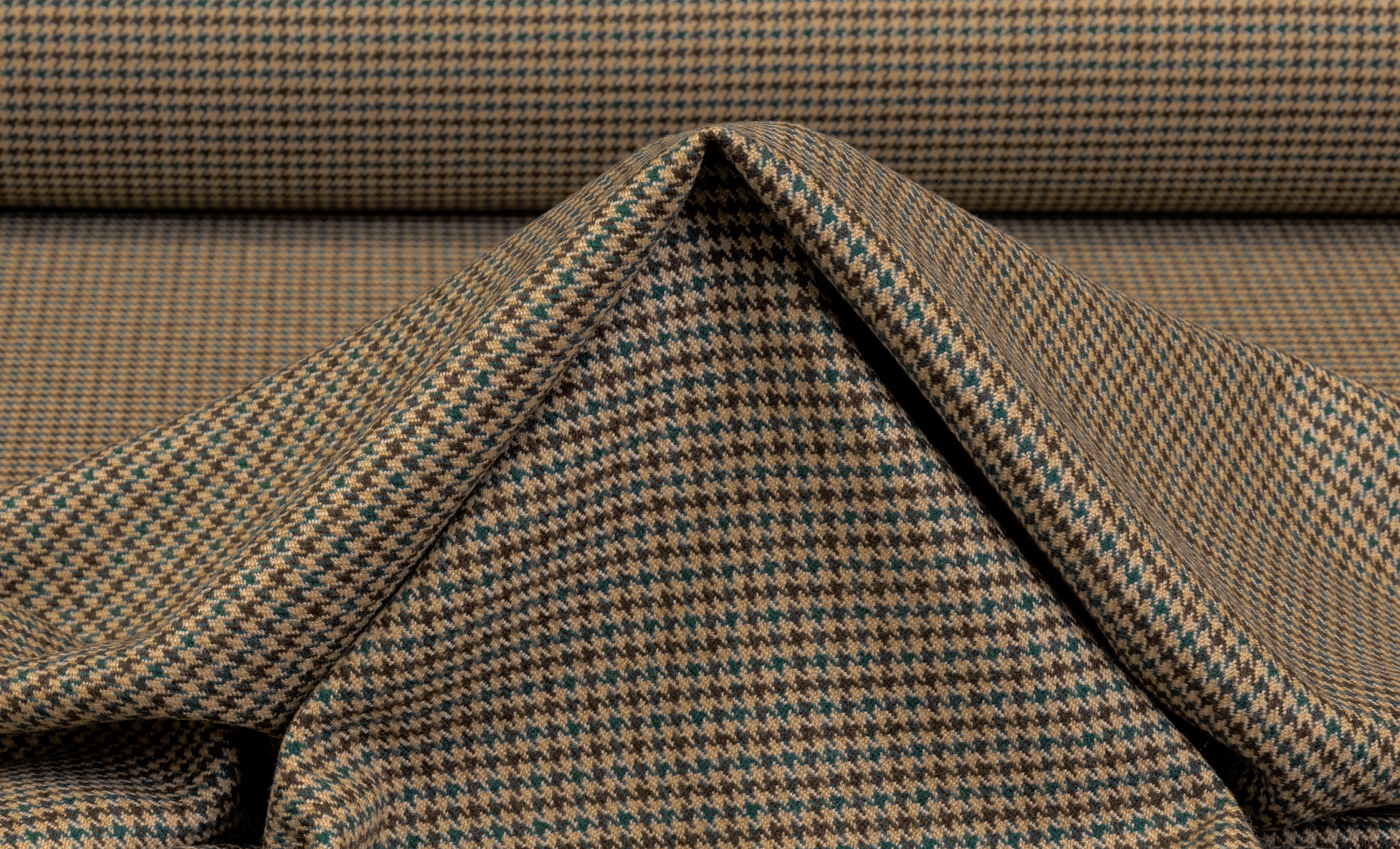 Carnet - Italian Houndstooth Wool Suiting - Brown / Teal