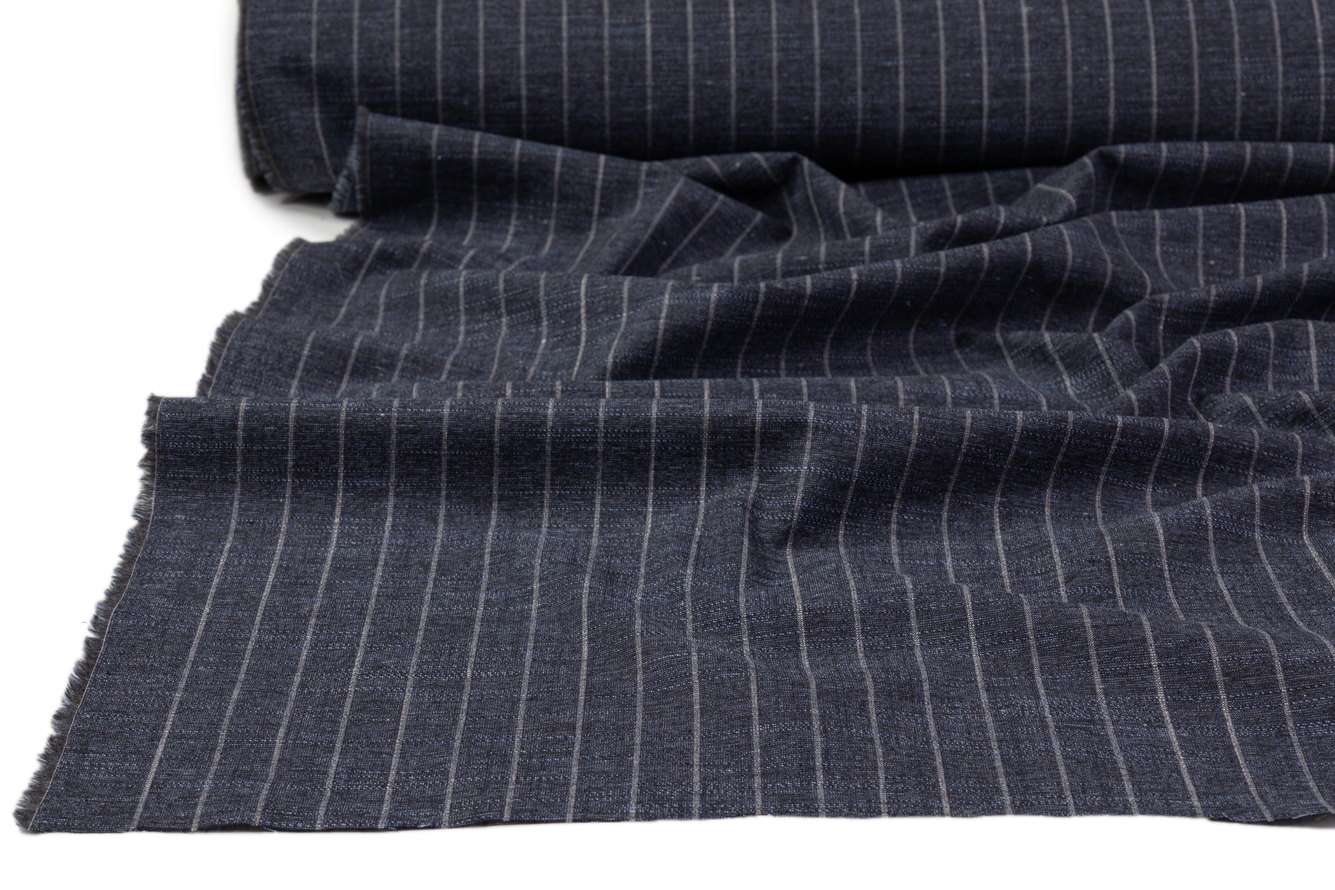 Tollegno - Striped Italian Wool Linen Suiting - Blue