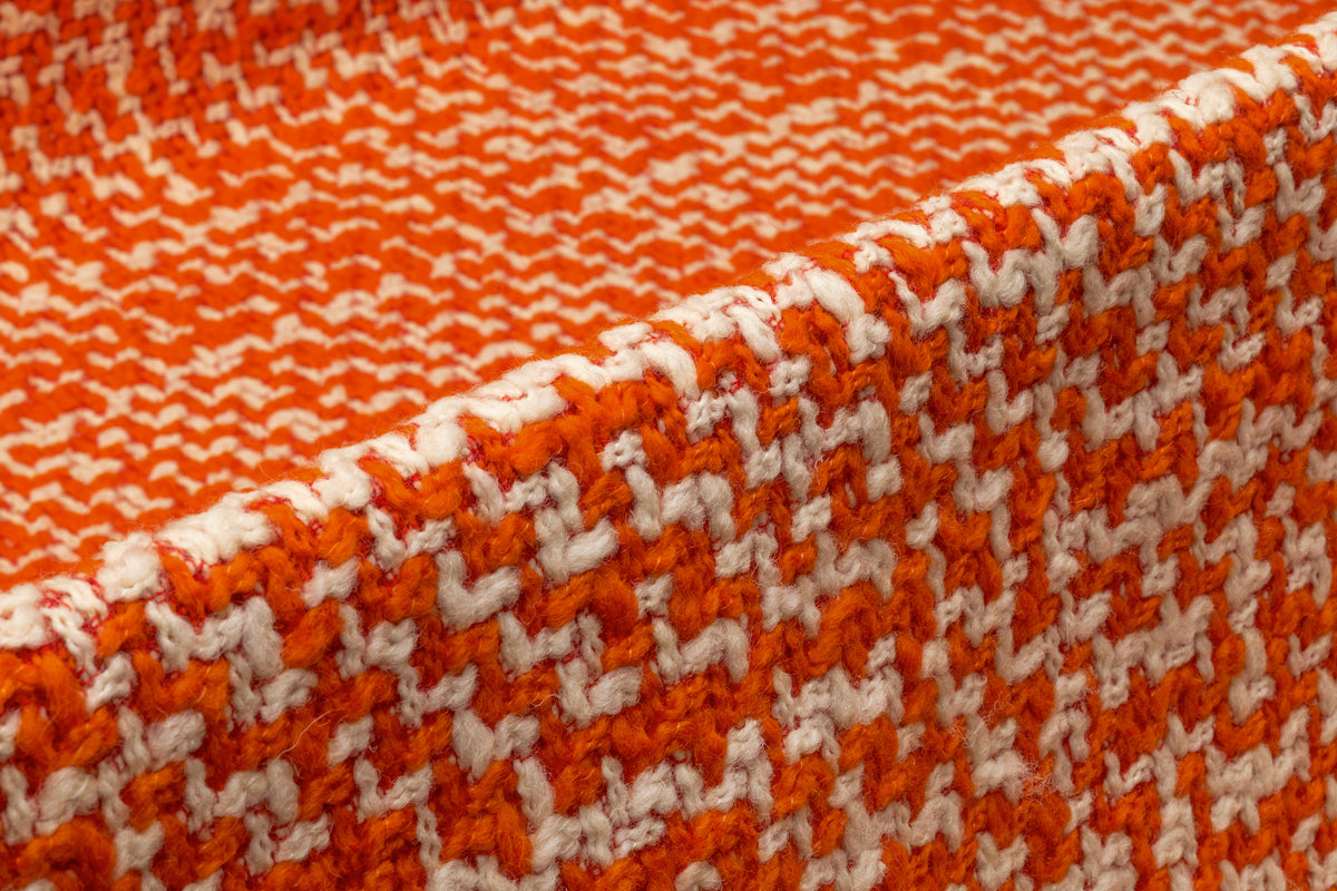 Italian Wool Tweed Coating - Orange / Off White