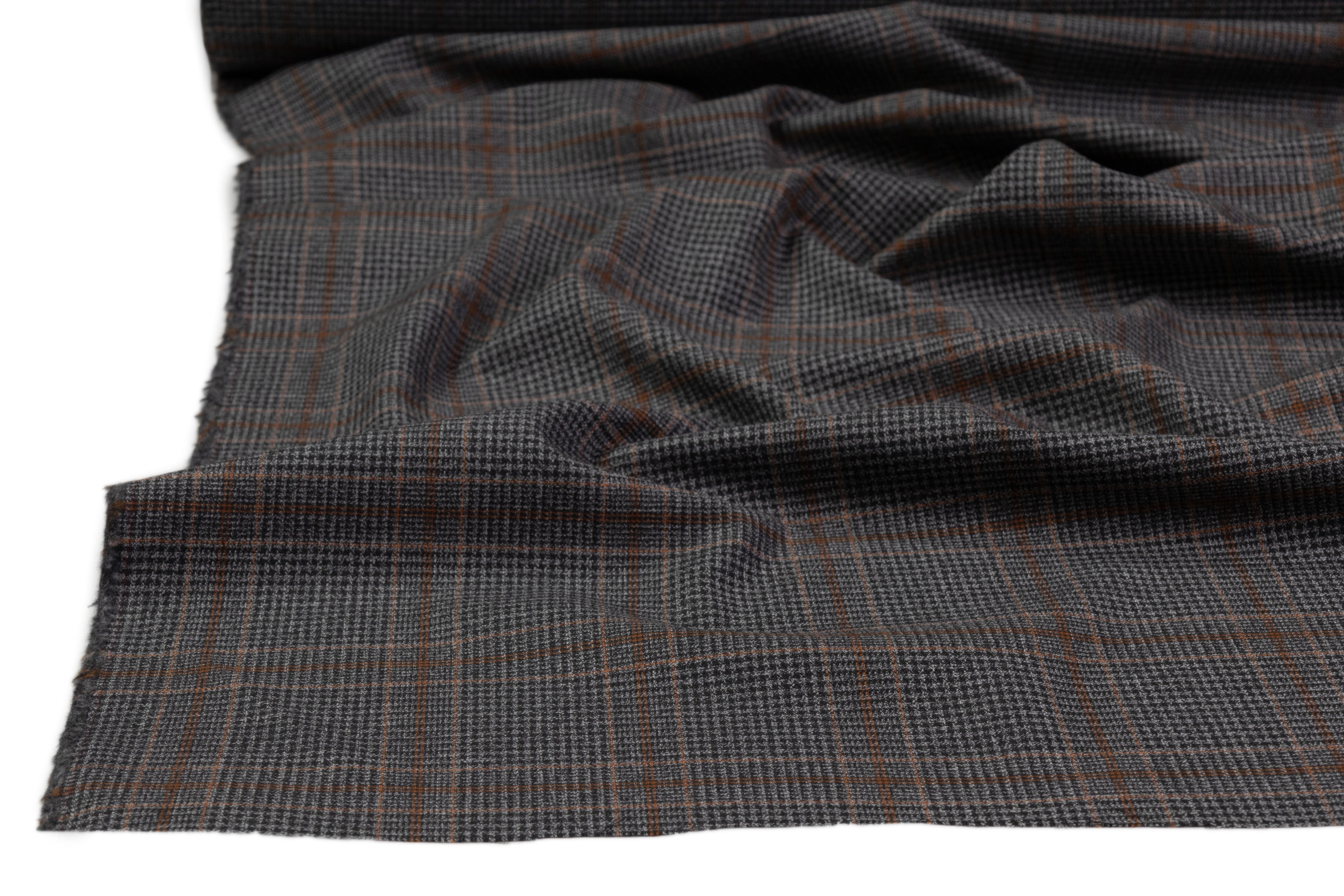 Checked Italian Wool Suiting - Gray / Rust