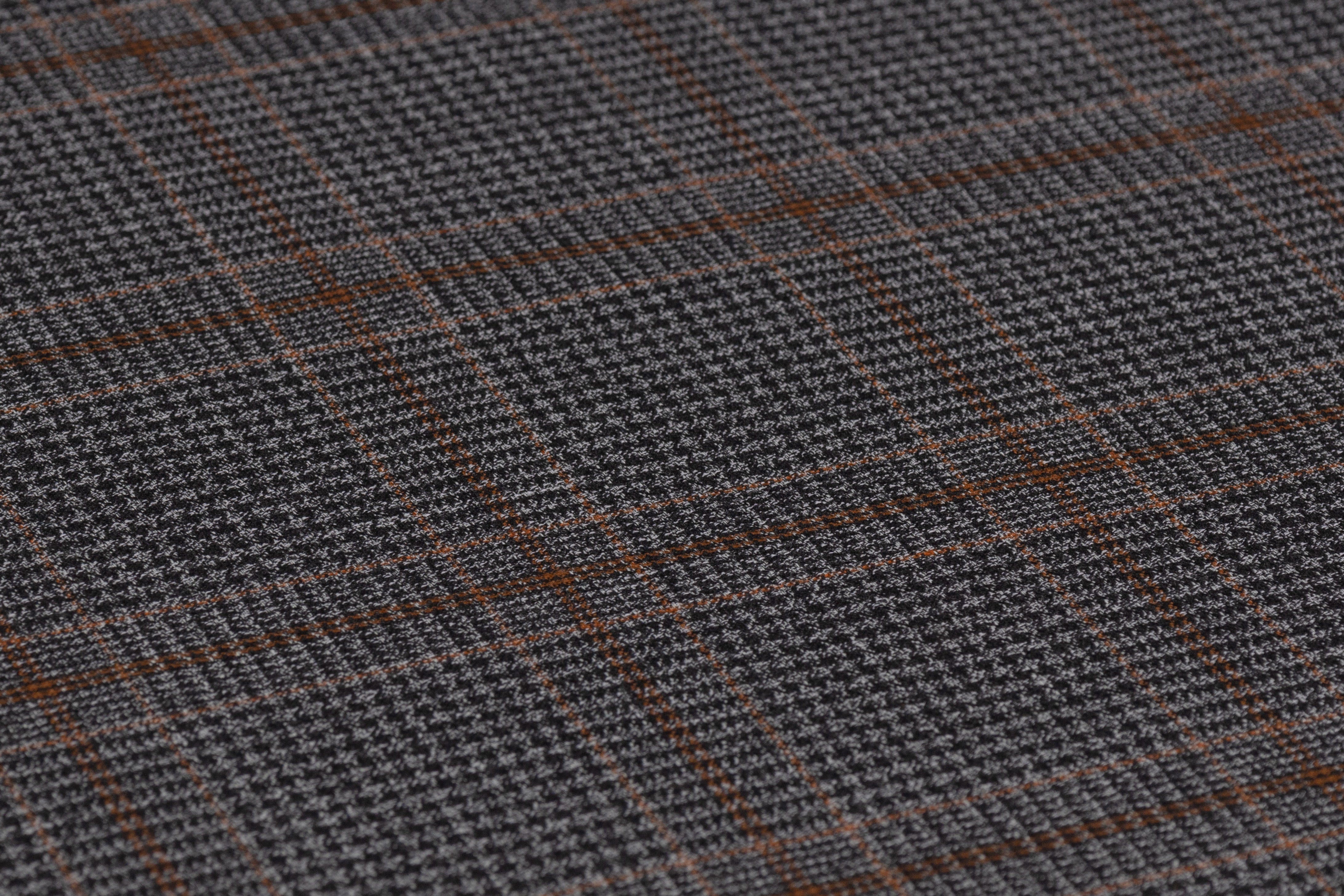 Checked Italian Wool Suiting - Gray / Rust