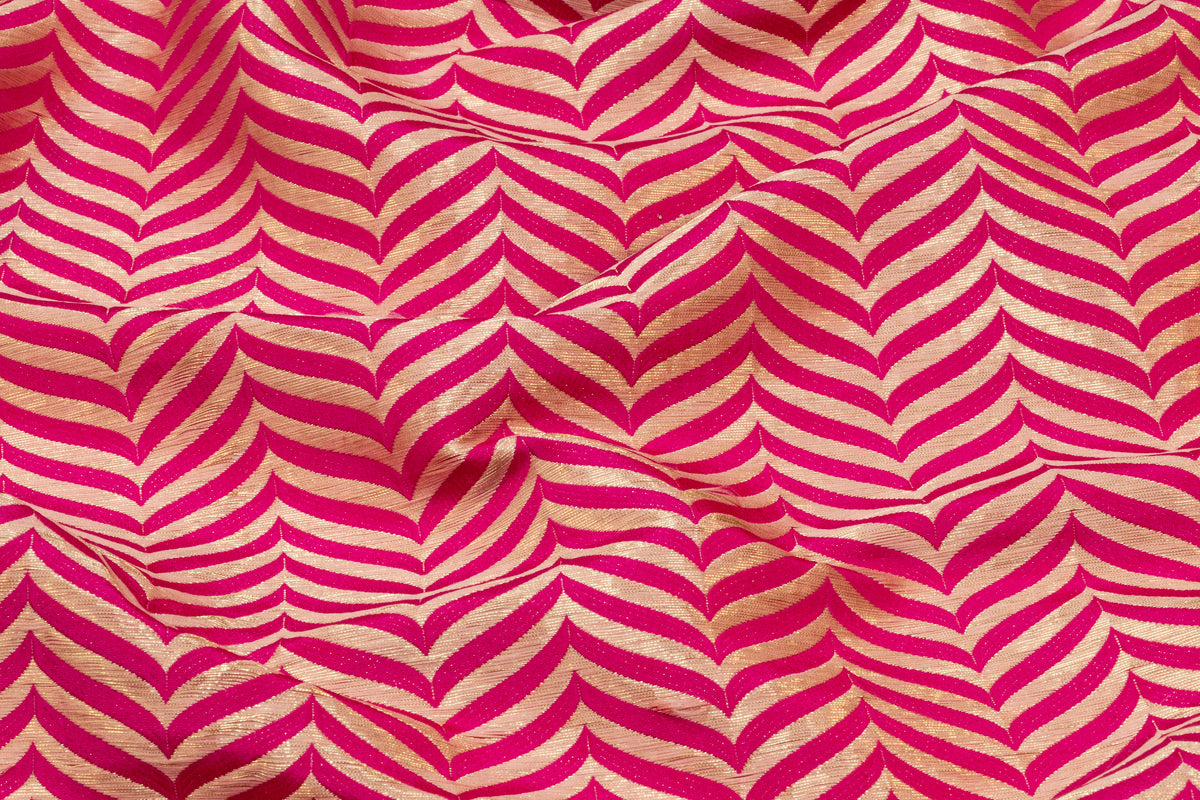 Chevron Metallic Italian Silk Blend Brocade - Magenta / Gold