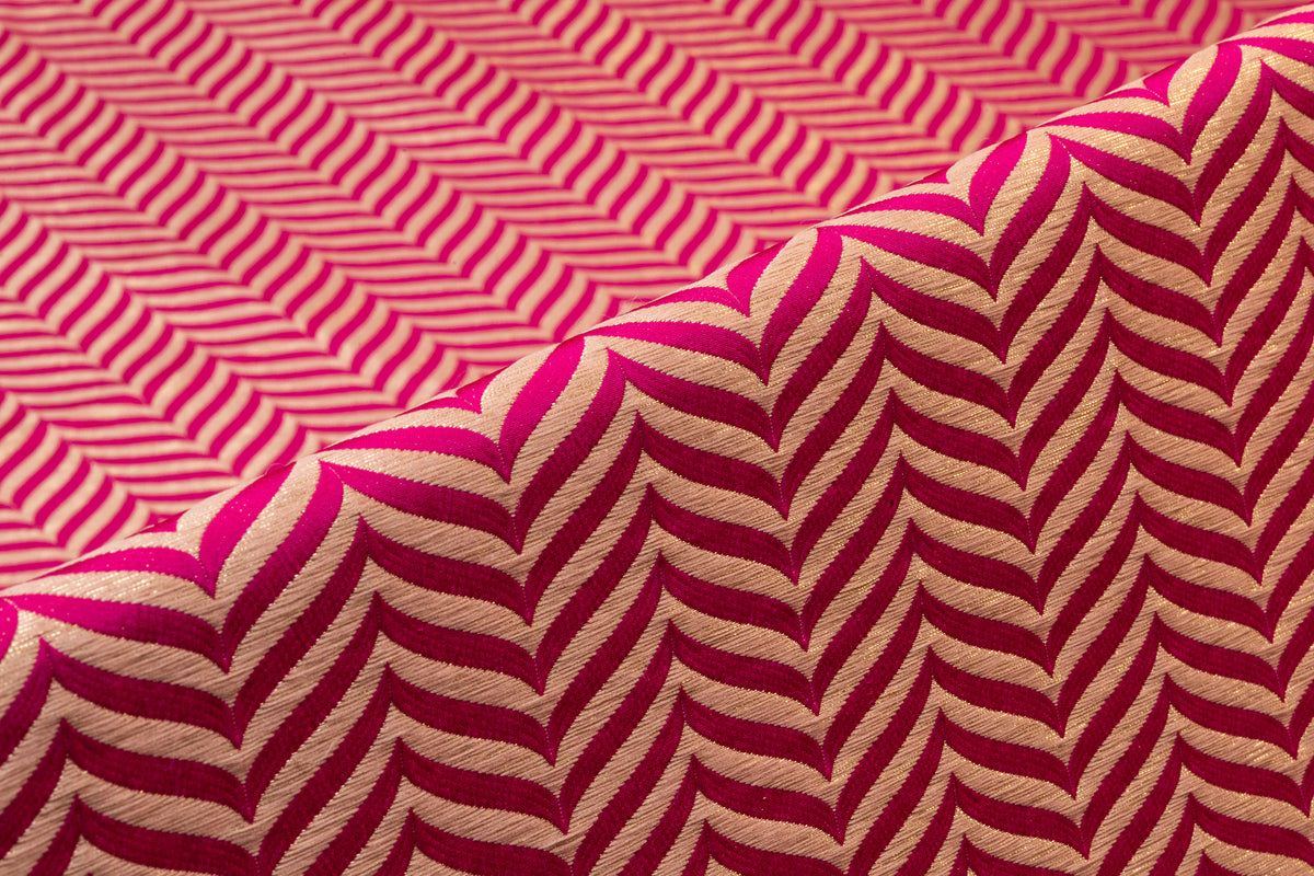 Chevron Metallic Italian Silk Blend Brocade - Magenta / Gold