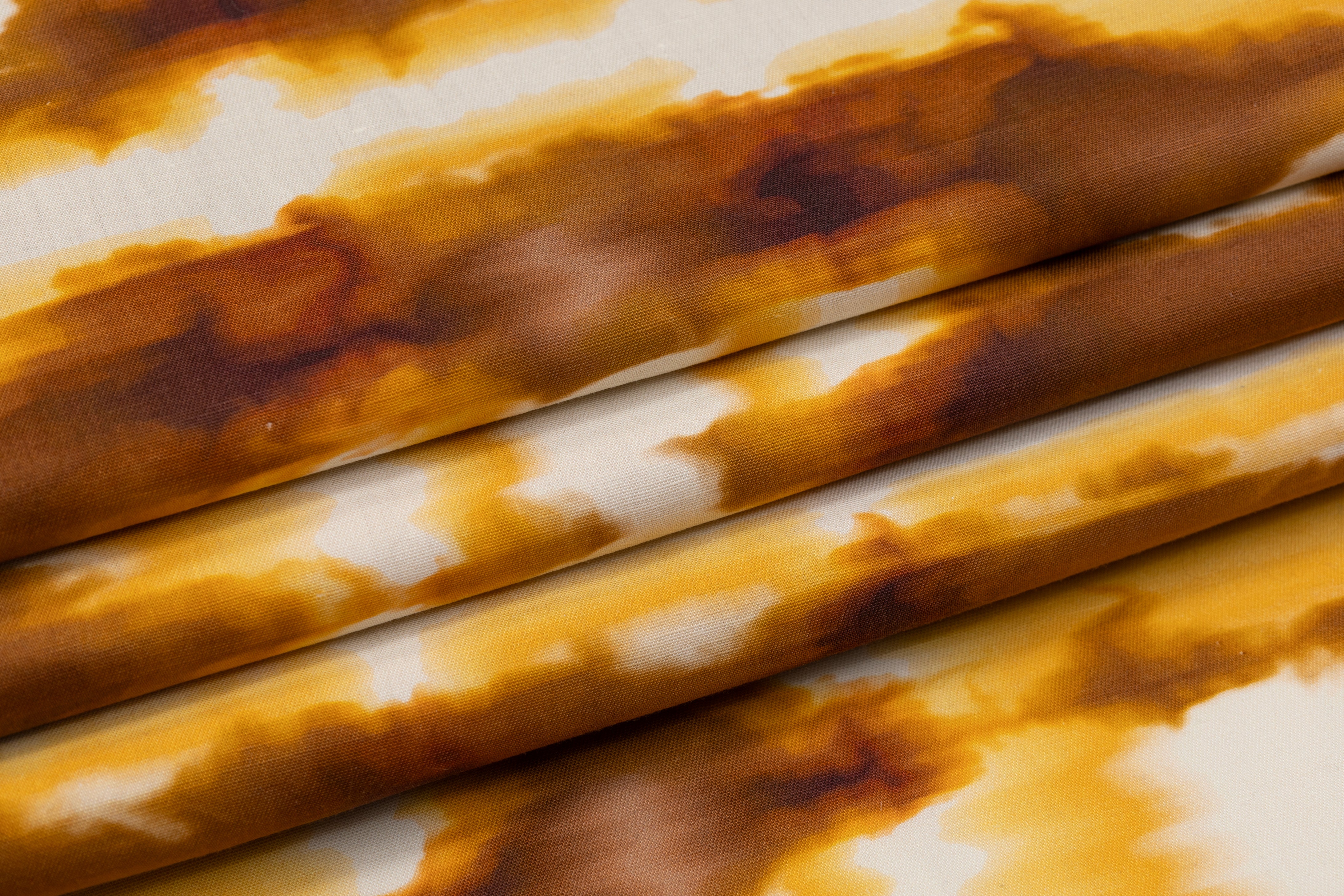 Printed Italian Linen - Brown / Yellow / White