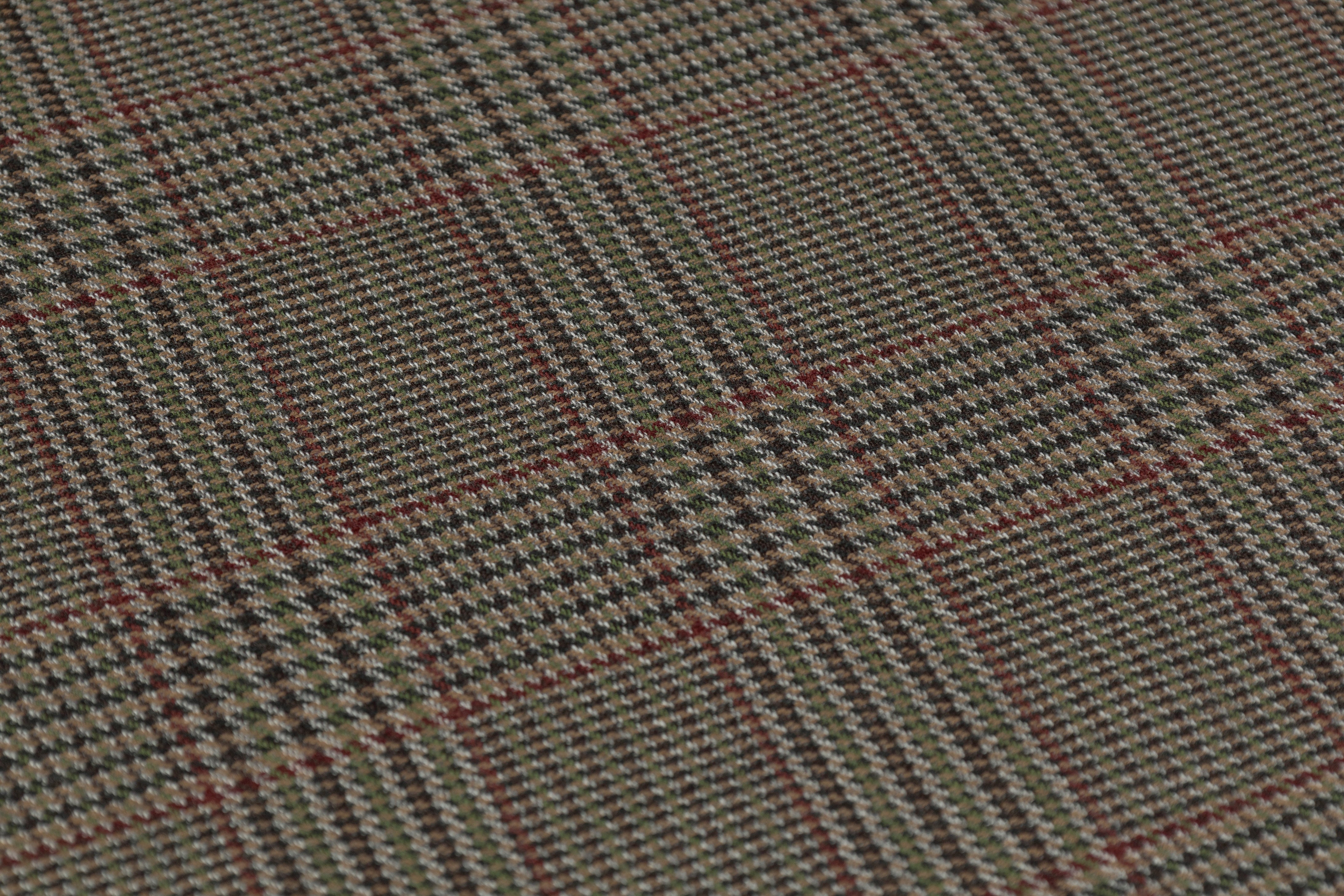 Glen Check Italian Wool Suiting - Green / Beige / Maroon