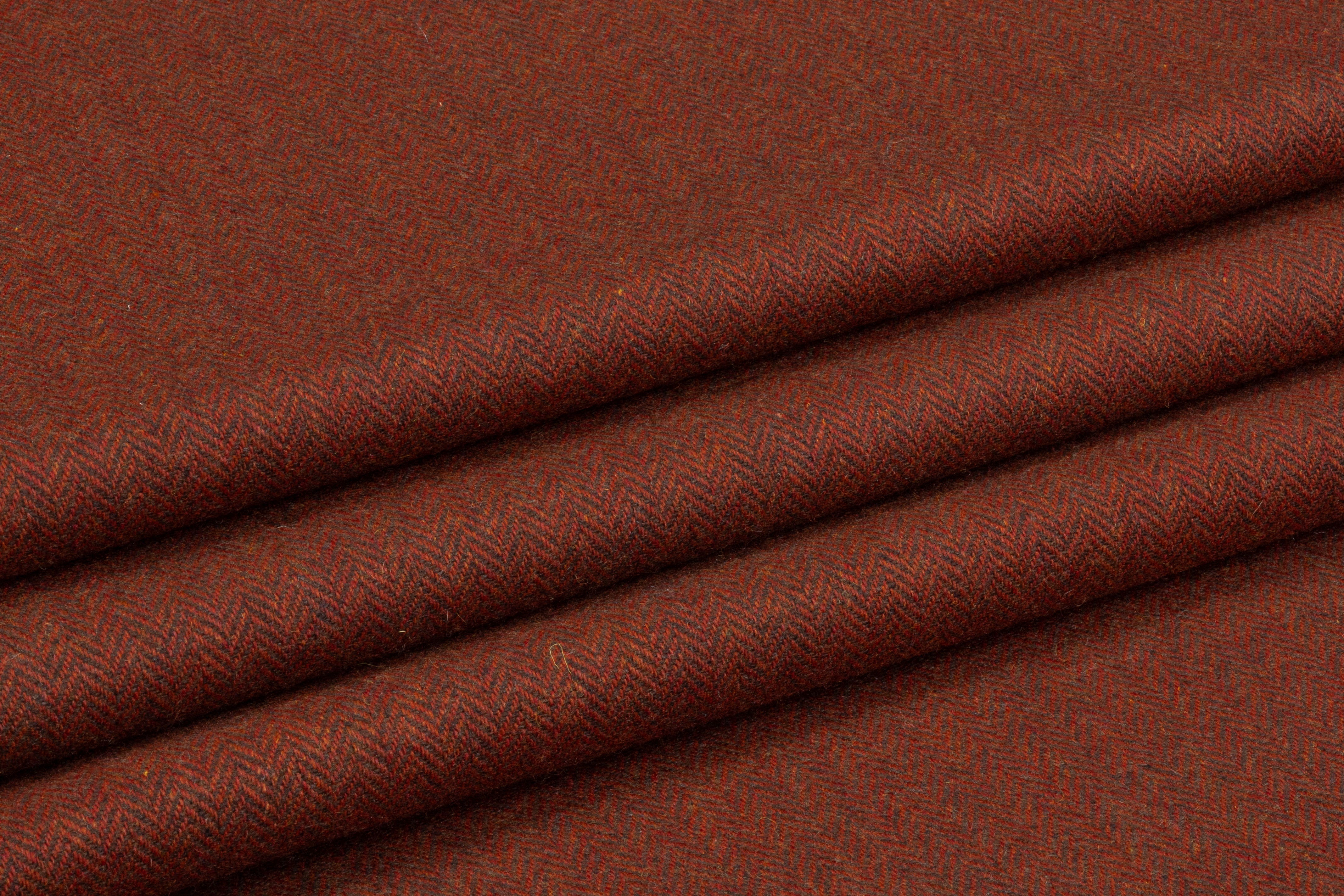 Italian Herringbone Wool Cashmere Blend - Brick