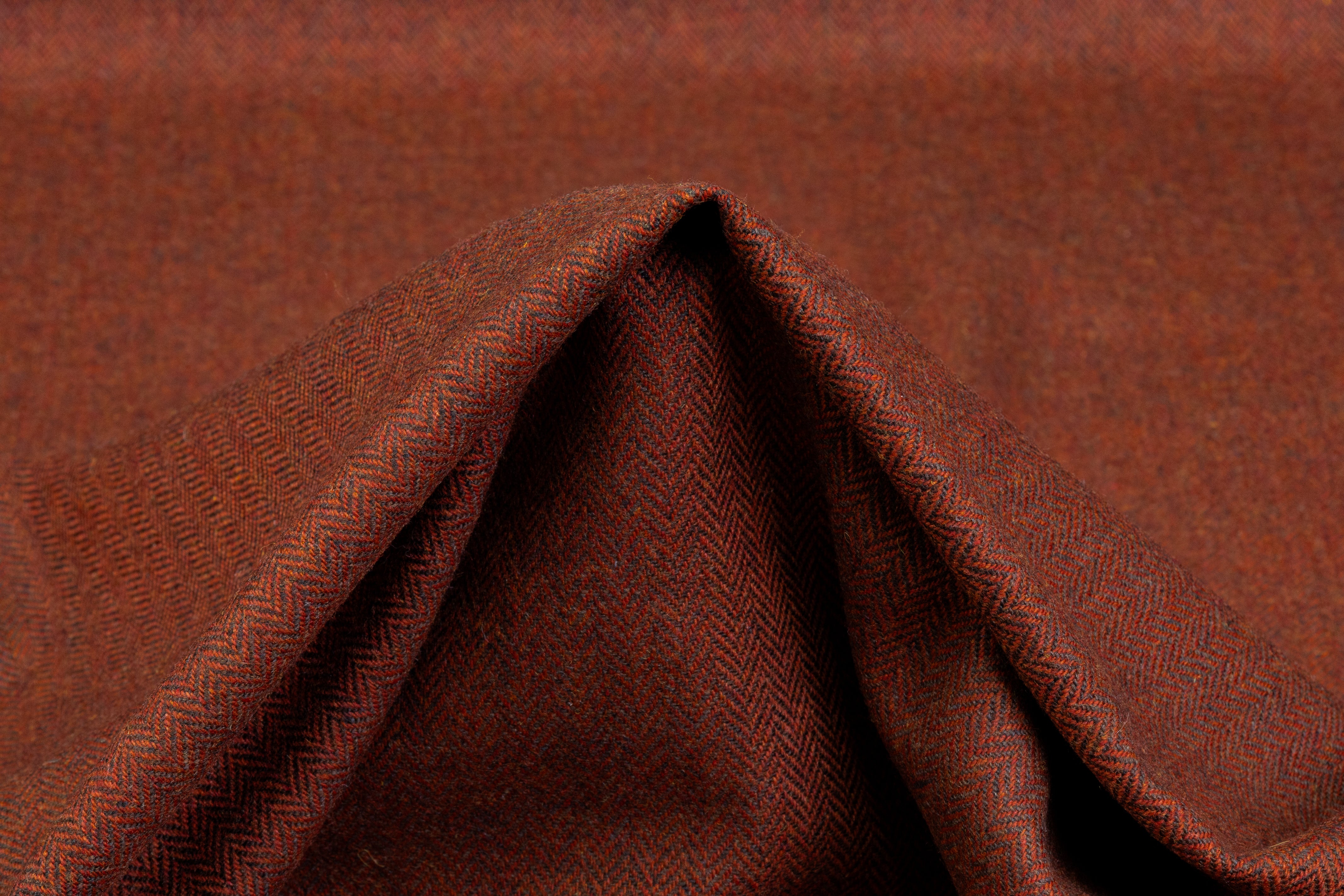 Italian Herringbone Wool Cashmere Blend - Brick