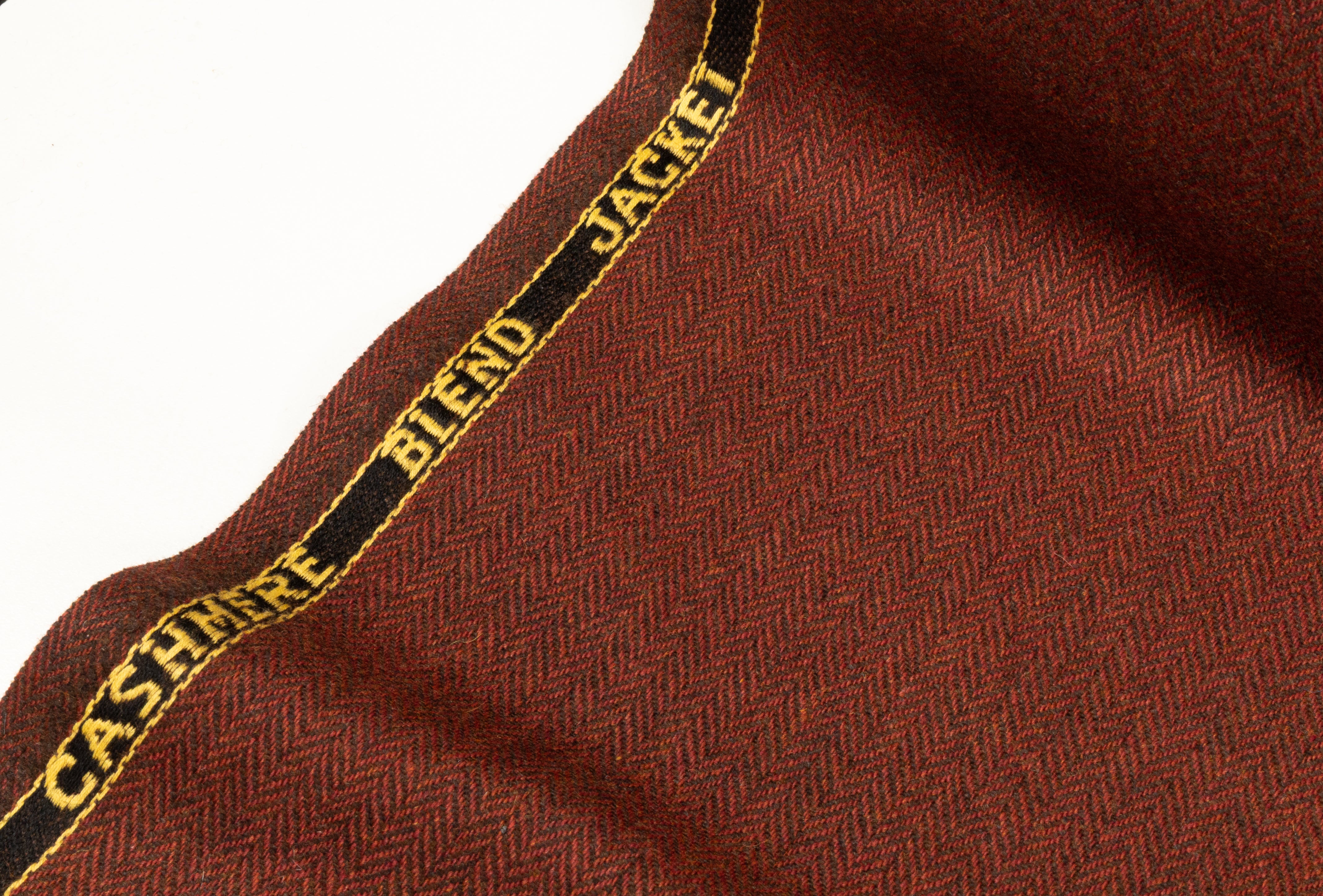 Italian Herringbone Wool Cashmere Blend - Brick
