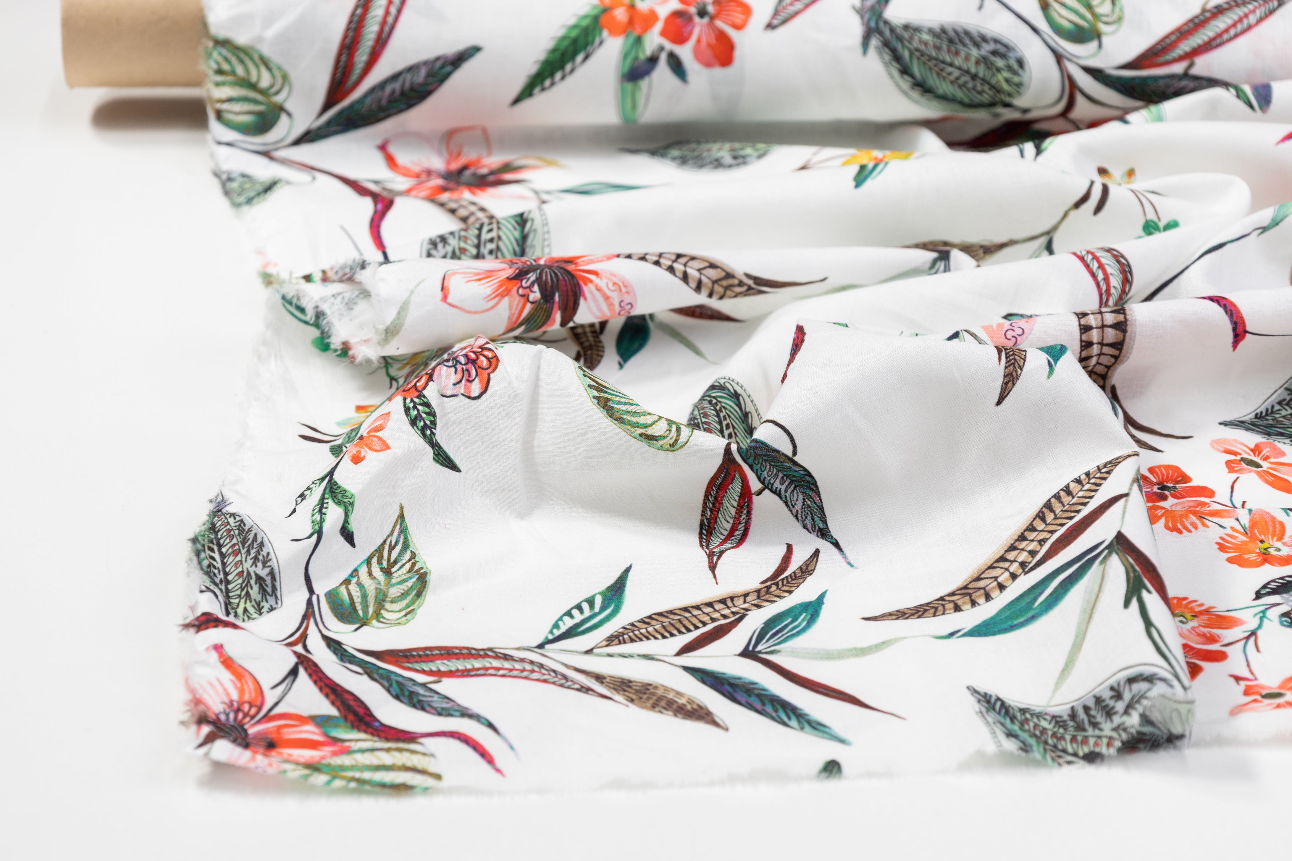 Floral Italian Linen - White / Multicolor