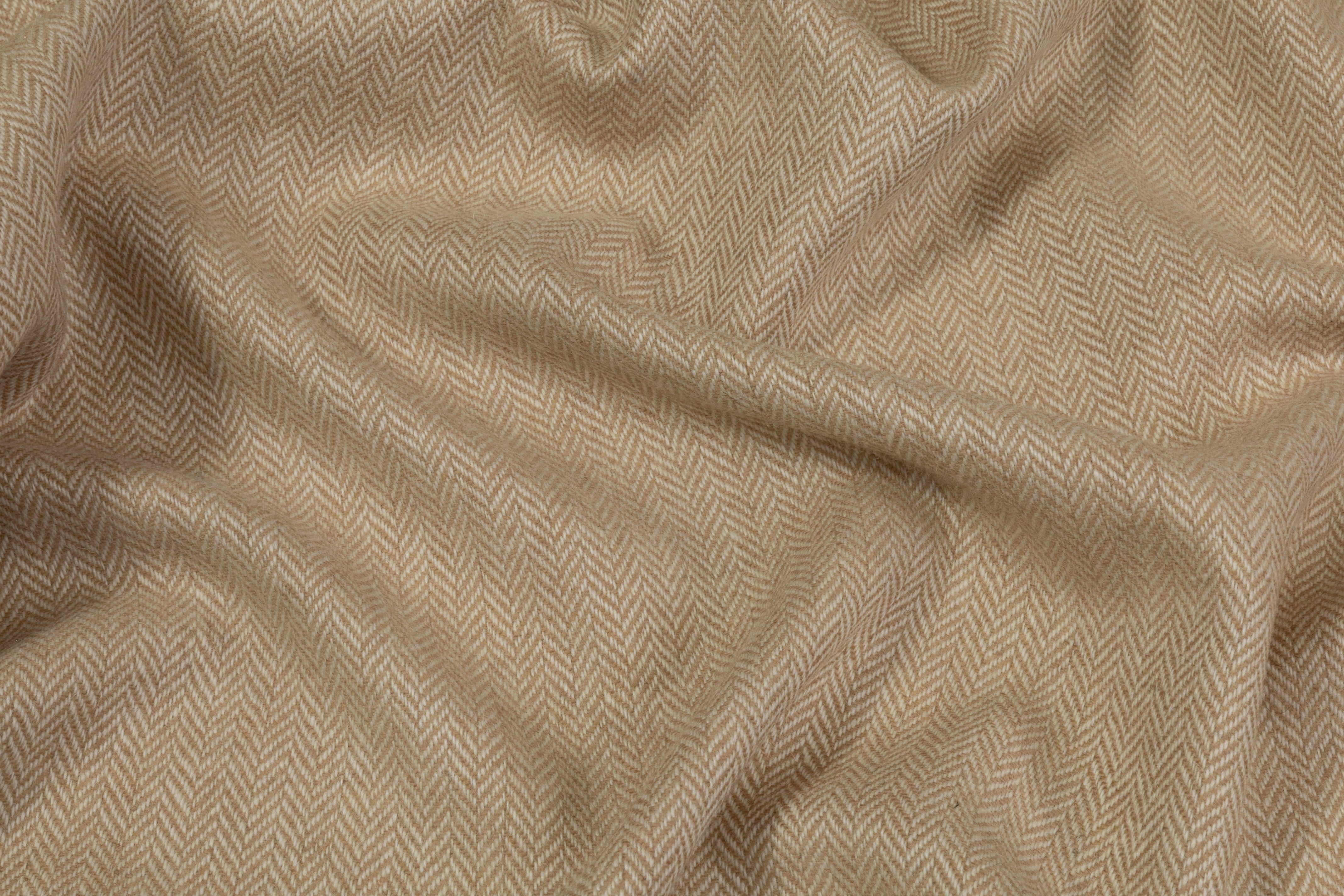 Italian Herringbone Wool Cashmere Blend - Beige
