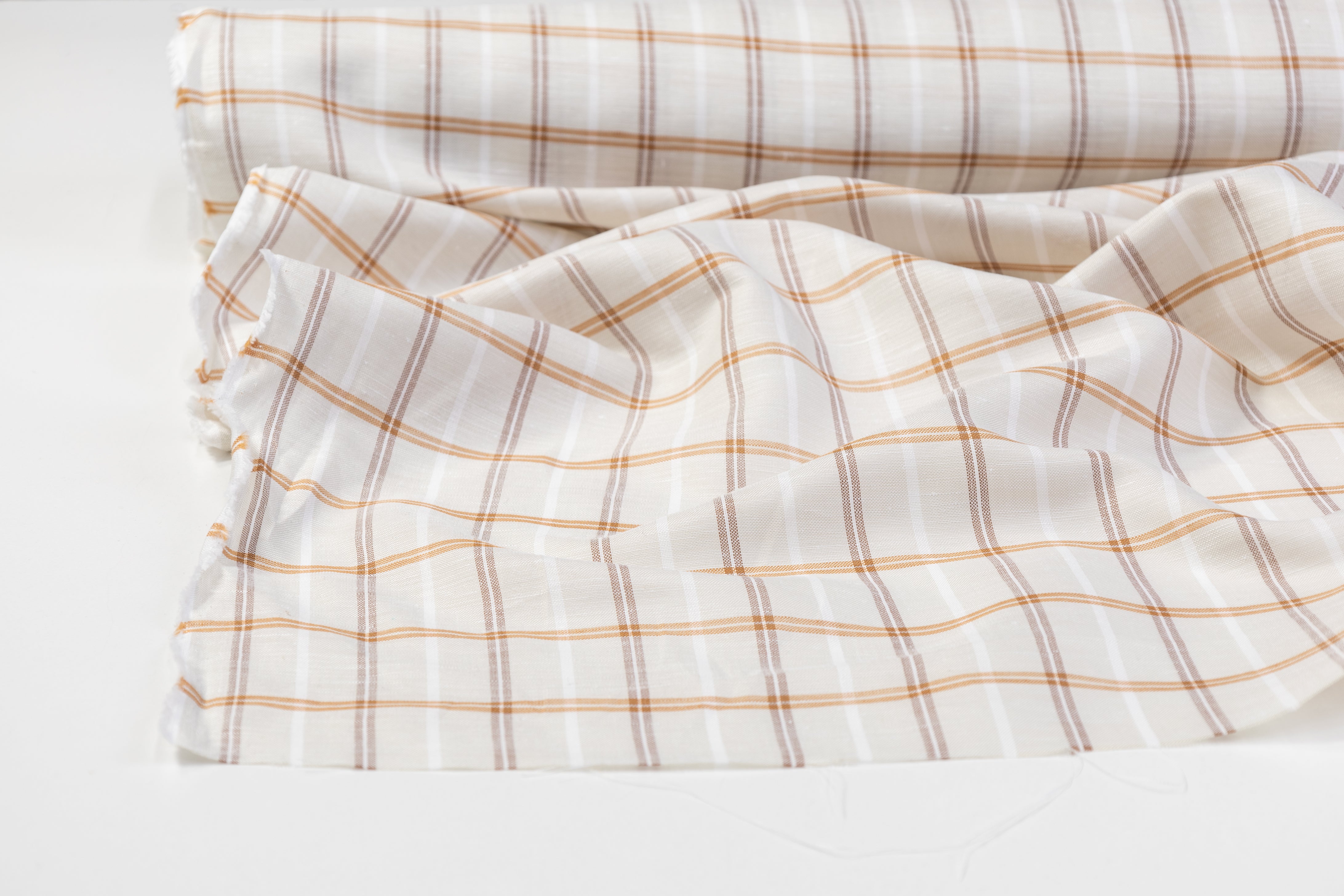 Checked Italian Linen - Brown