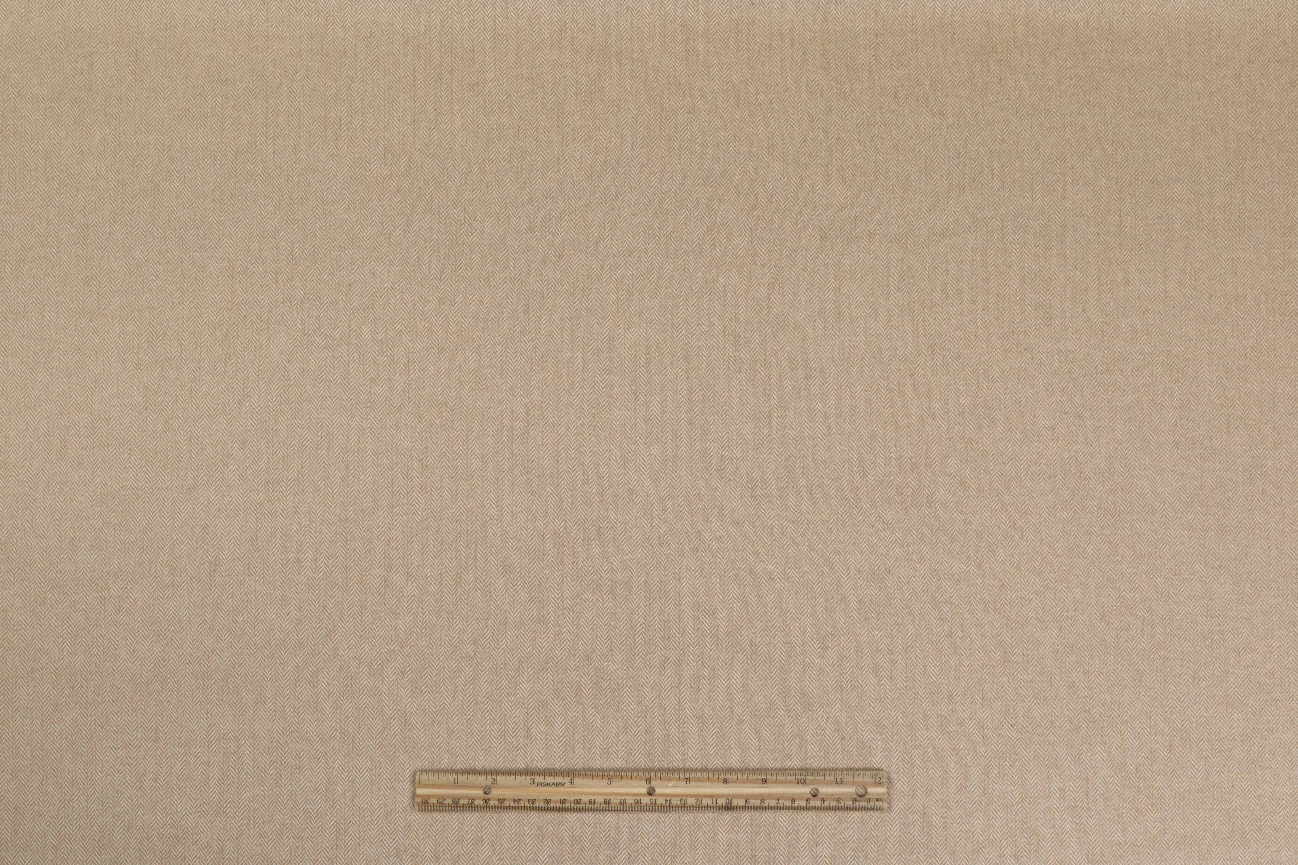 Italian Herringbone Wool Cashmere Blend - Beige