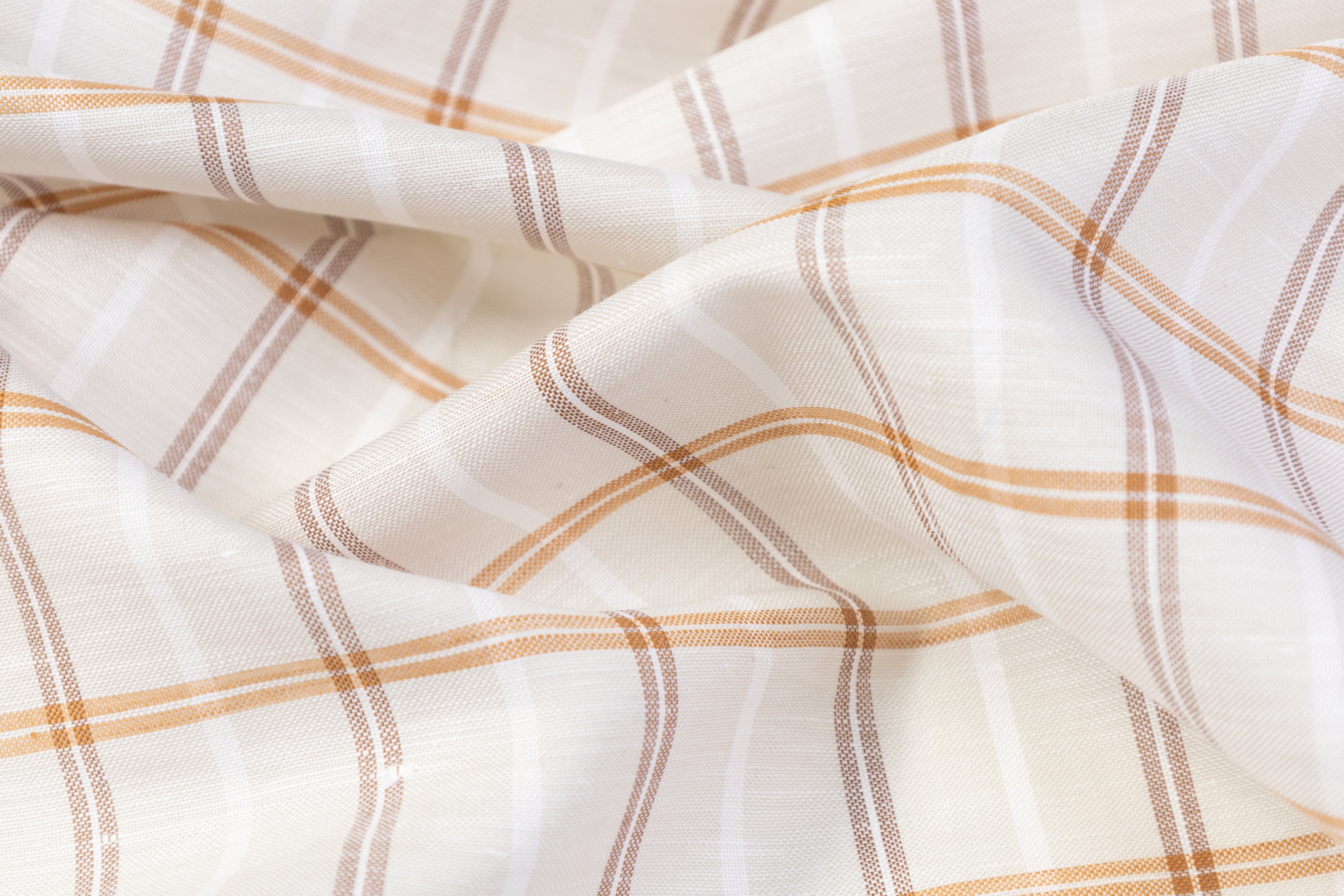 Checked Italian Linen - Brown