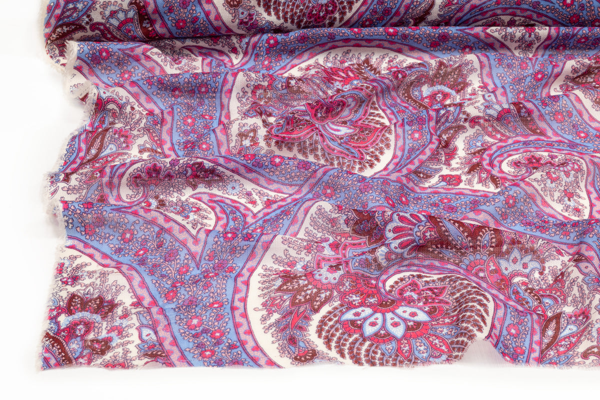 Emanuel Ungaro - Italian Silk and Wool Gauze - Blue / Pink